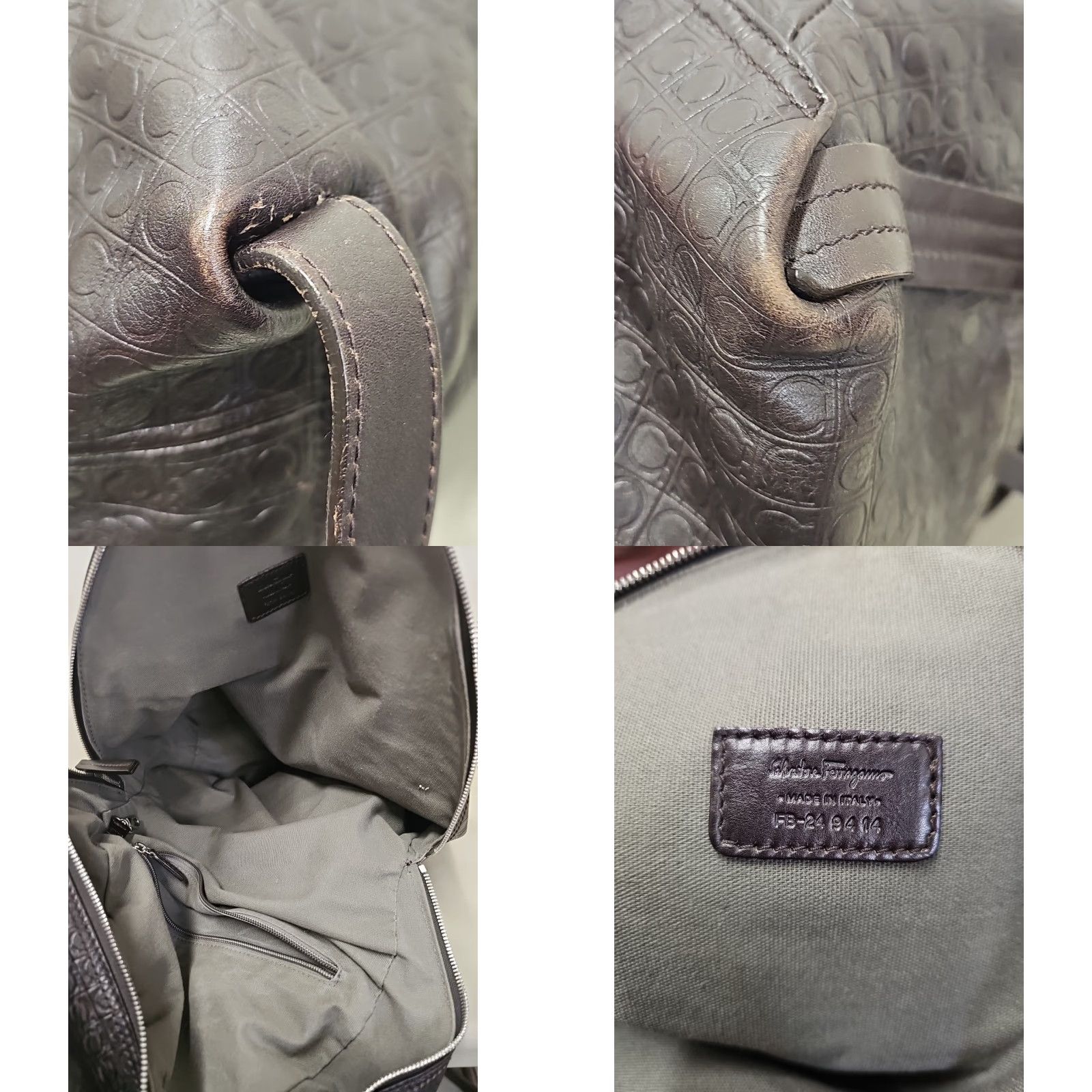 Salvatore Ferragamo Salvatore Ferragamo Backpack Leather Embossed All Over Pattern Black Men Backpack Pockets 2 Distressed Leather Size ONE SIZE - 10 Thumbnail
