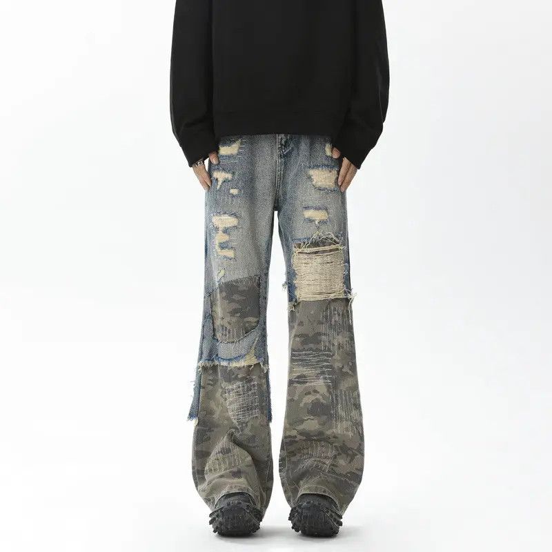 Japanese Brand × Jean Retro loose ripped patchwork jeans Size US 32 / EU 48 - 6 Thumbnail