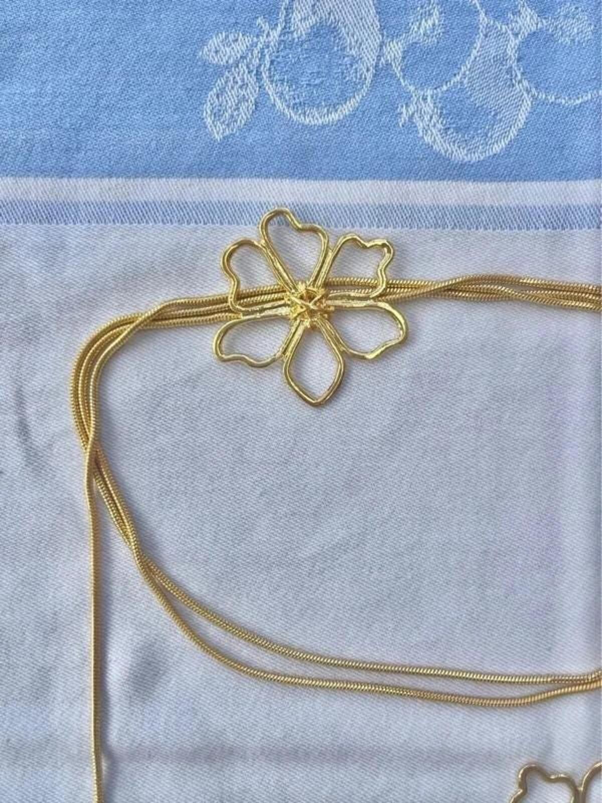 Other Gold plated floral wraparound long flower necklace Size ONE SIZE - 9 Thumbnail
