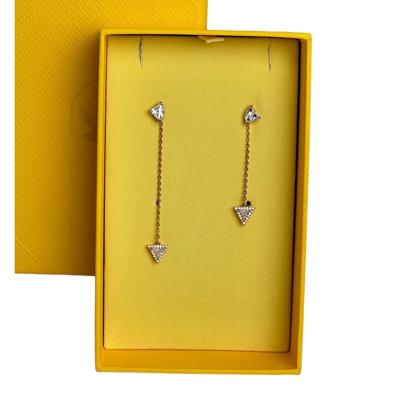 Swarovski Swarovski Rose Gold Triangle Crystals Ortyx Drop Earrings Size ONE SIZE - 2 Thumbnail