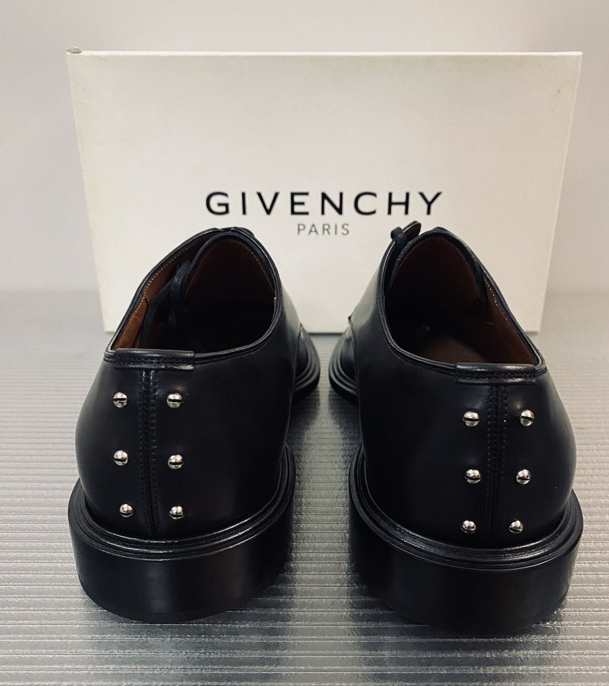 Givenchy Givenchy 🇮🇹 Paris black leather gun metal k line derby 43 NEW Size US 10 / EU 43 - 7 Thumbnail