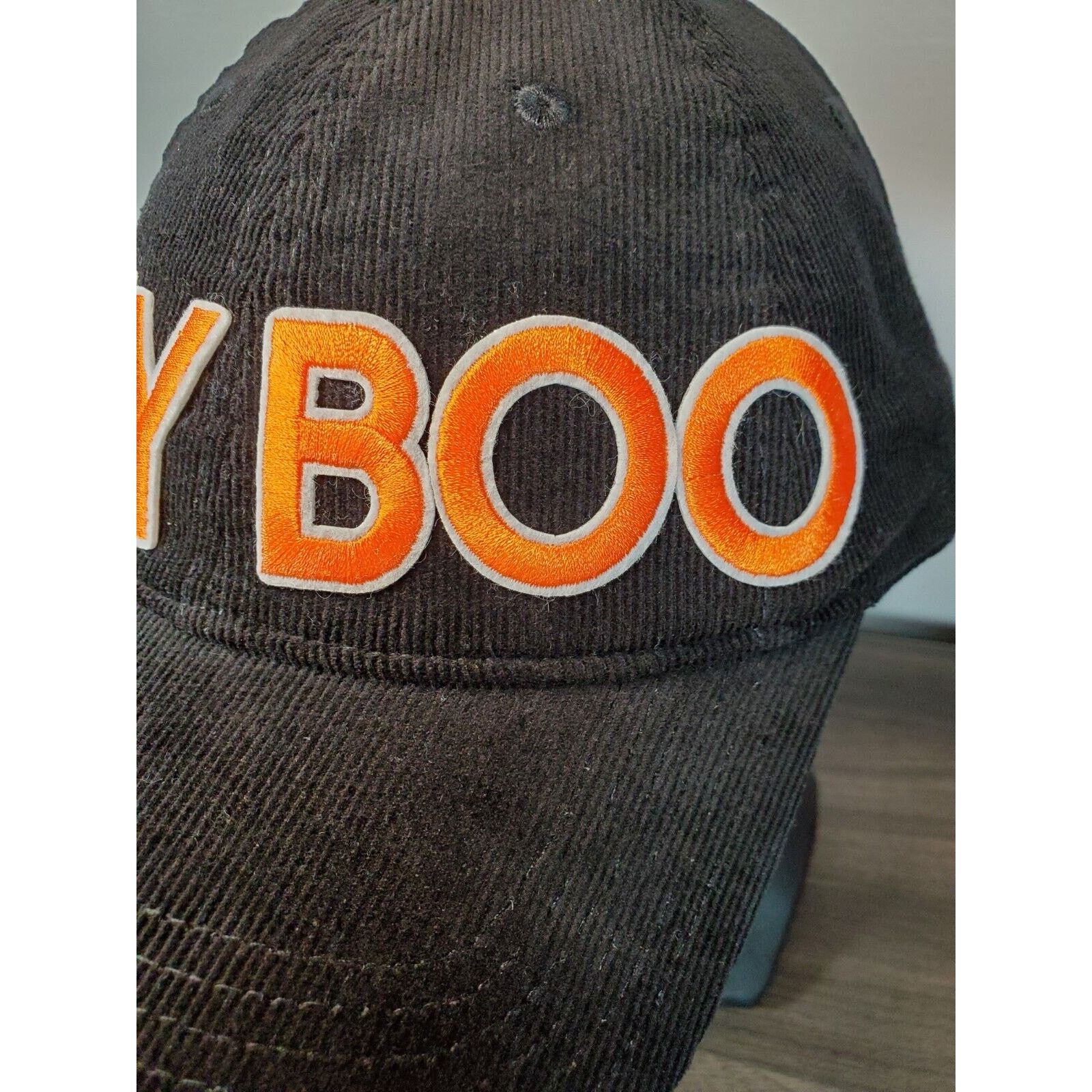 Otto HEY BOO Hat Black Corduroy Adjustable Baseball Cap OTTO Size ONE SIZE - 5 Thumbnail