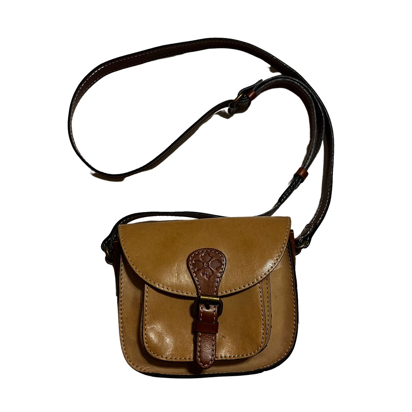 Patricia Nash VTG Patricia Nash Two-Tone Brown Small Saddle Bag Cross-Body Size ONE SIZE - 1 Thumbnail