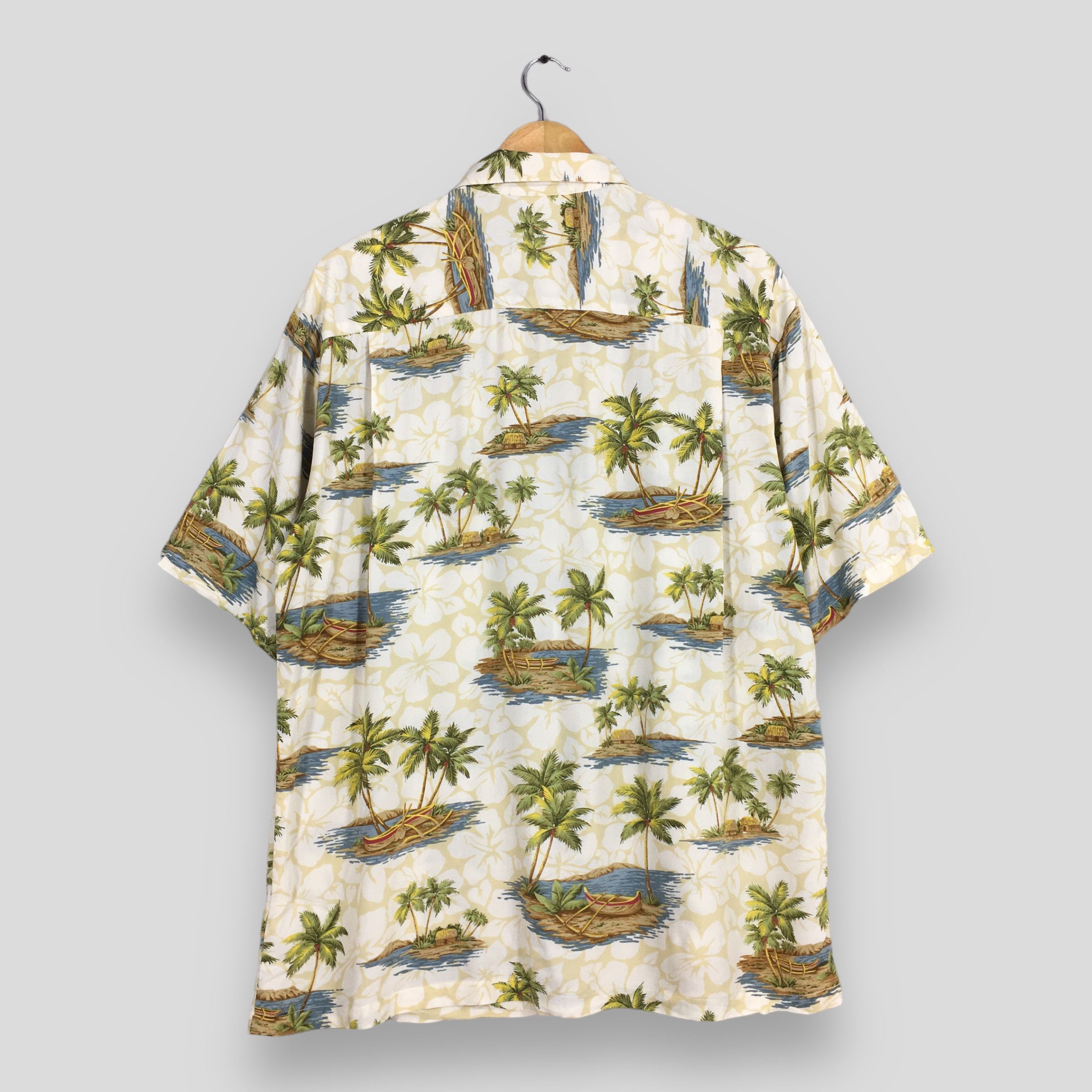 IOLANI × Reyn Spooner Vintage Iolani Palm Tree Beach View Aloha Shirt Medium Size US M / EU 48-50 / 2 - 7 Thumbnail