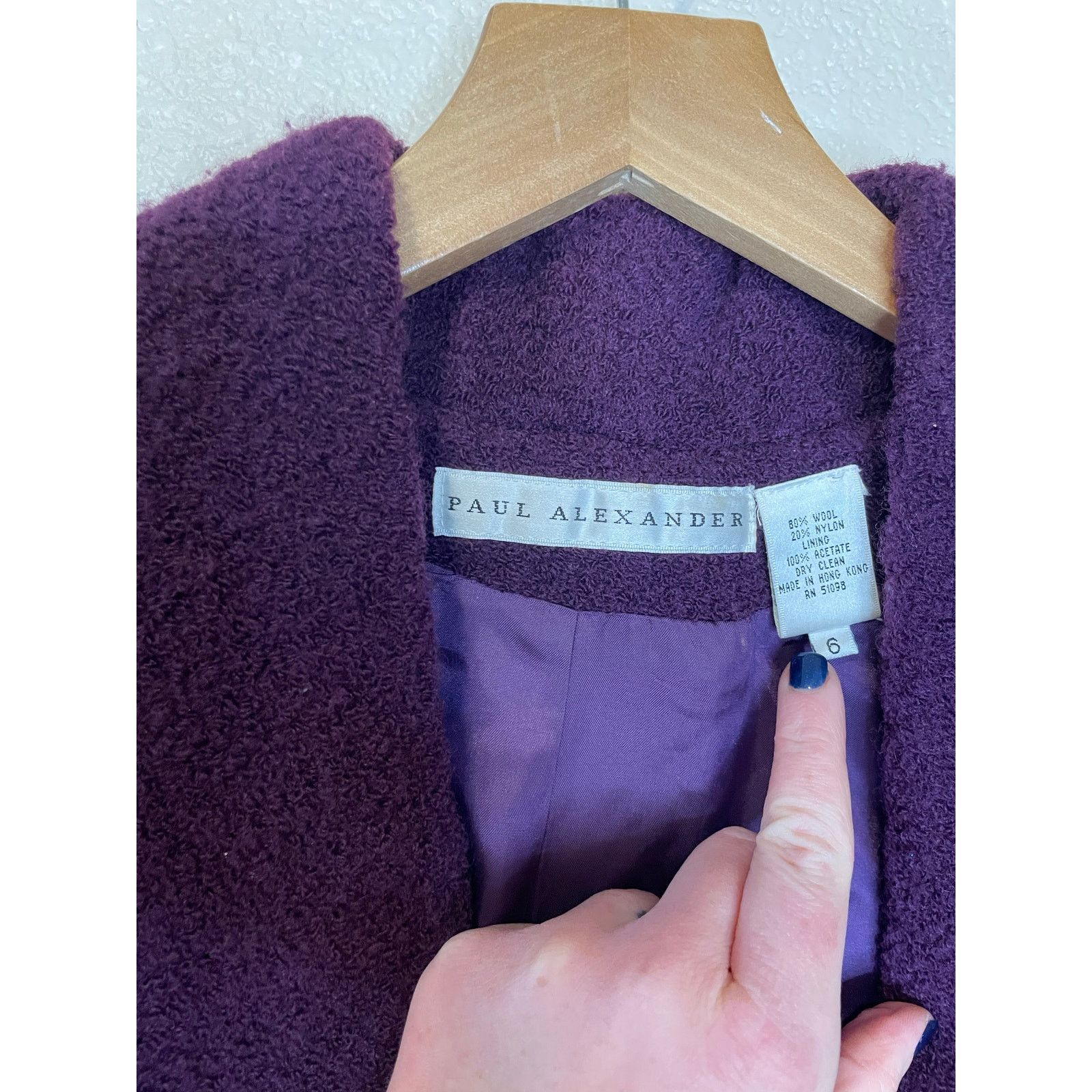 Other VTG Paul Alexander Wool Blend Retro Textured Crop Blazer 6 Size M / US 6-8 / IT 42-44 - 3 Thumbnail