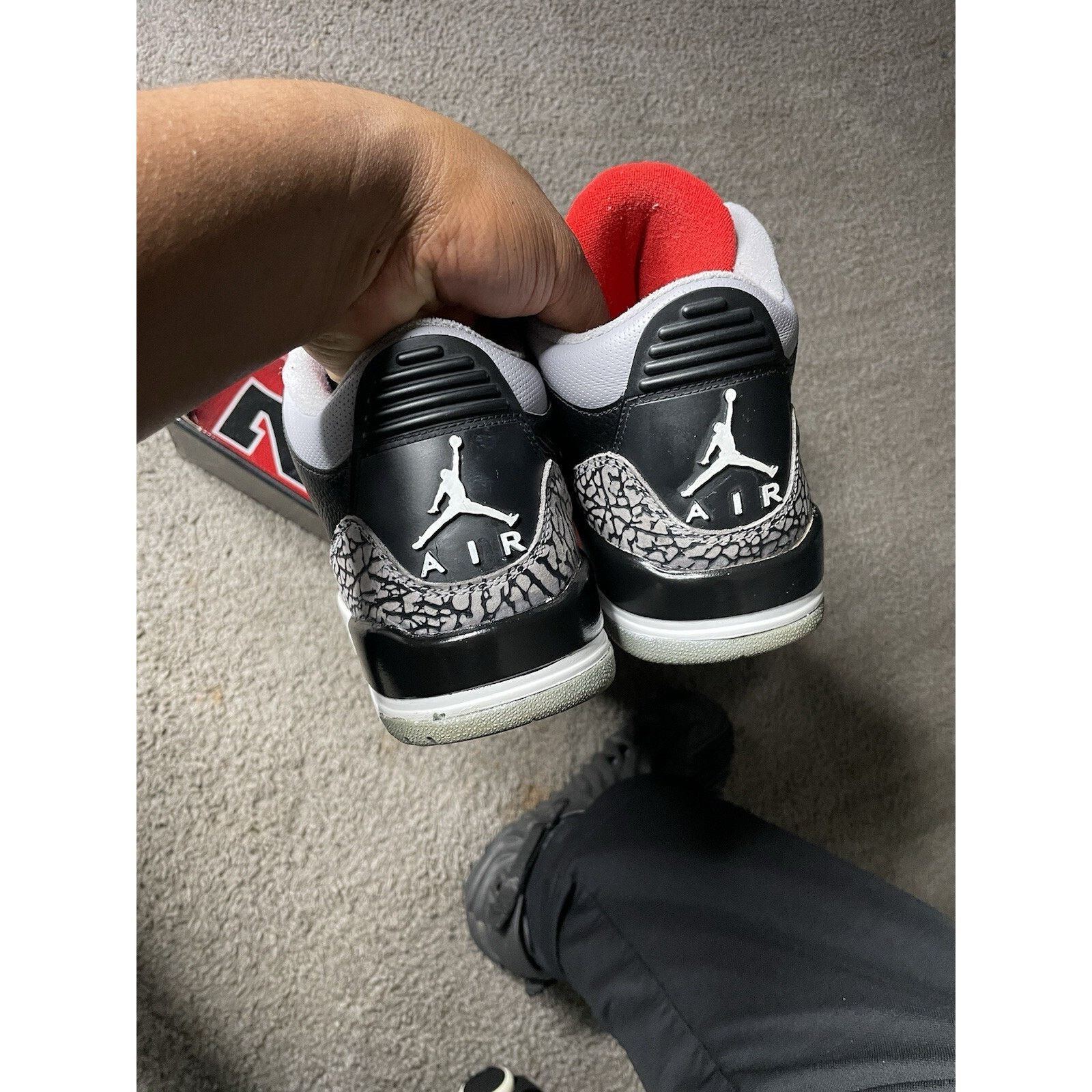 Nike Size 11.5- 08’ CDP Air Jordan 3 Black Cement Sole Swapped Size US 11.5 / EU 44-45 - 6 Thumbnail