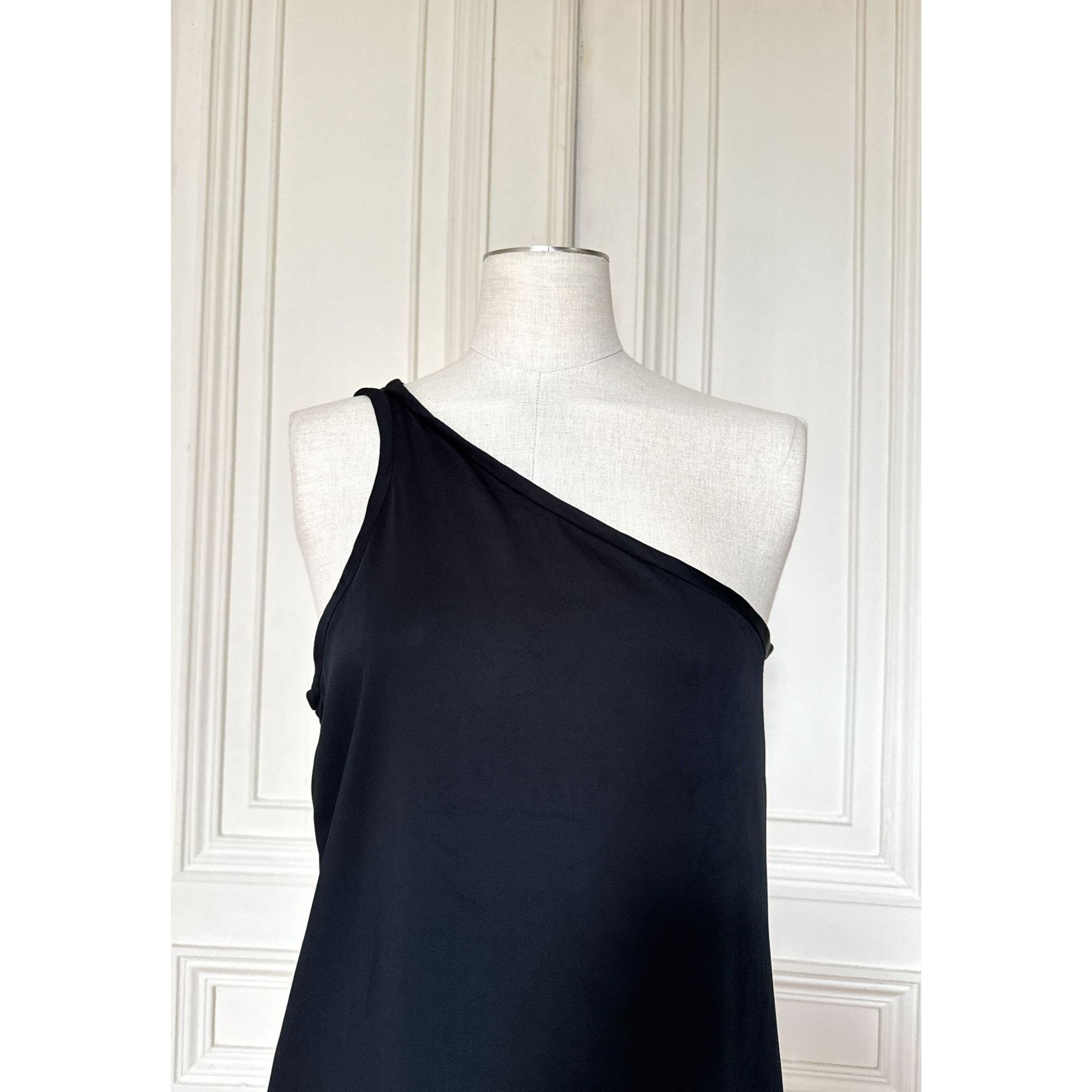 Celine Black One-Shoulder Viscose Dress Size M / US 6-8 / IT 42-44 - 3 Thumbnail
