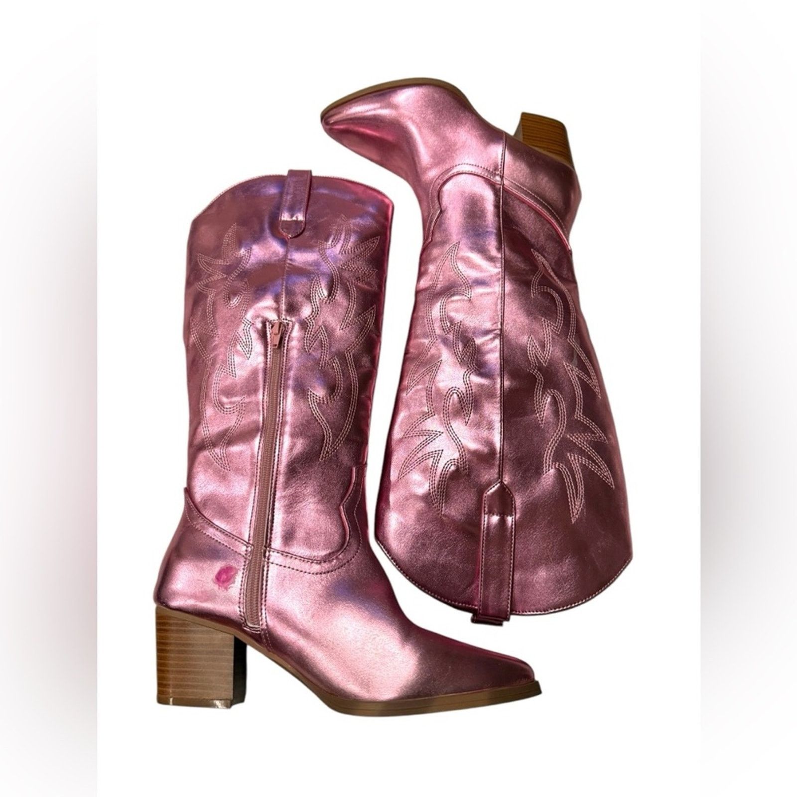 Other DREAM PAIRS Pointed-Toe Cowgirl Knee-high Boots Pink 8.5 Size US 8.5 / IT 38.5 - 9 Thumbnail