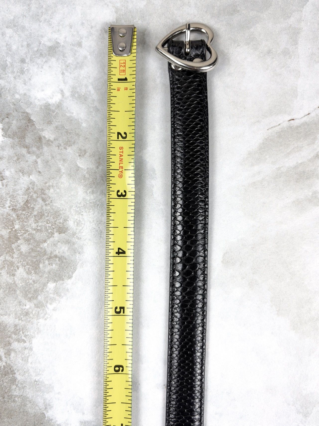Undercover Undercover Snakeskin Silver Heart Buckle Leather Belt Black Size ONE SIZE - 7 Thumbnail