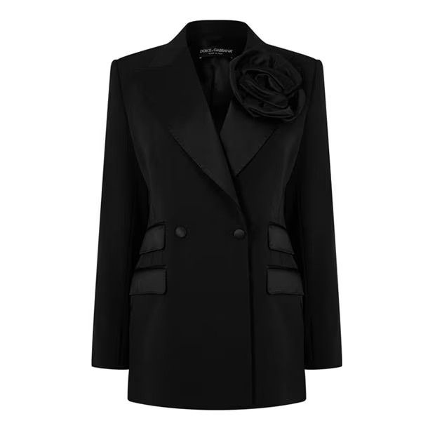 Dolce & Gabbana o1g2r1mq1024 Flower Double Breasted Wool Jacket in Nero Size S / US 4 / IT 40 - 1 Thumbnail