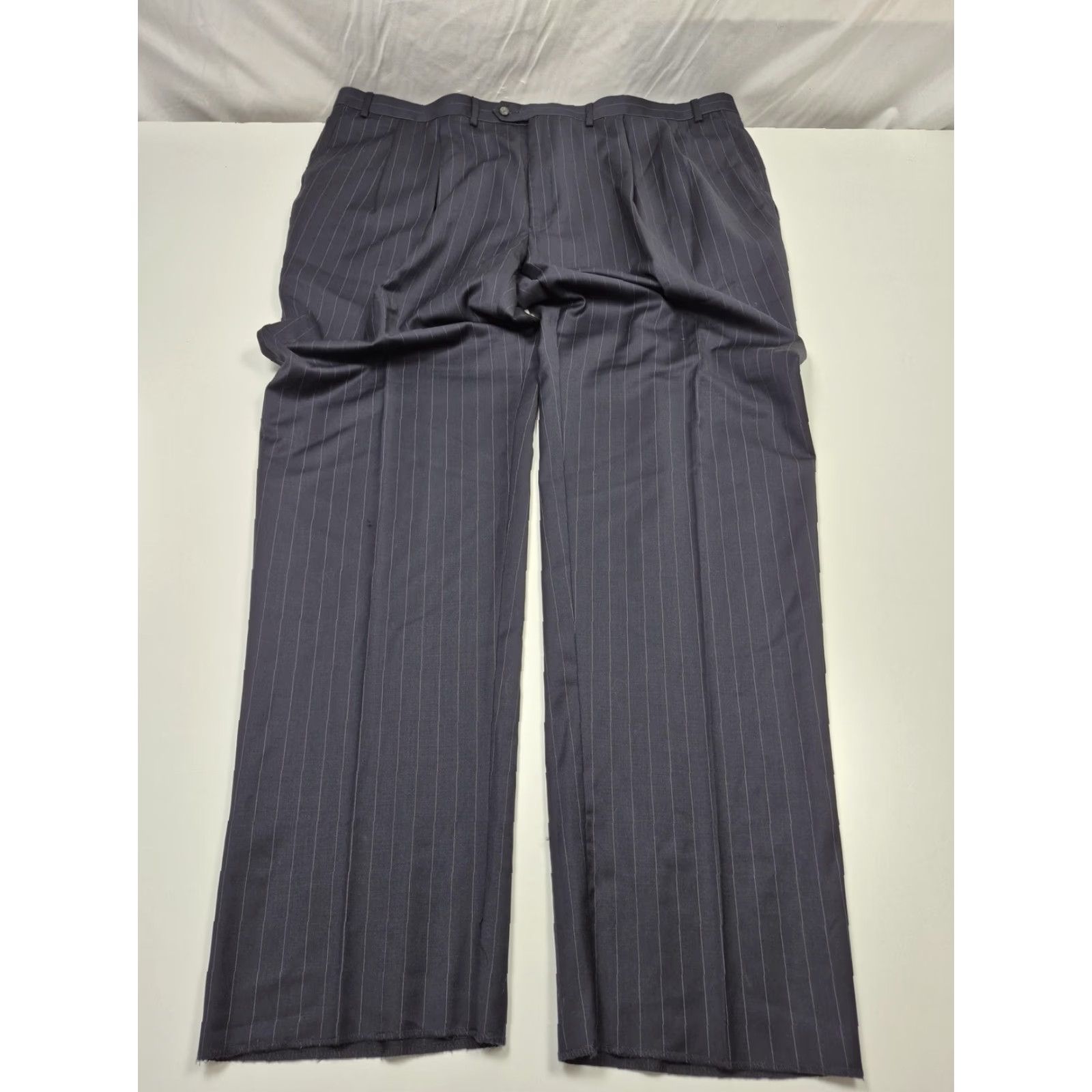 Ralph Lauren Ralph Lauren Suit Pants Men's 50W 37in Navy Wool Pinstripe Flat Front Big & Tall 2 Piece Trailblazer Business Formal Womens Men? Size 50R - 2 Thumbnail