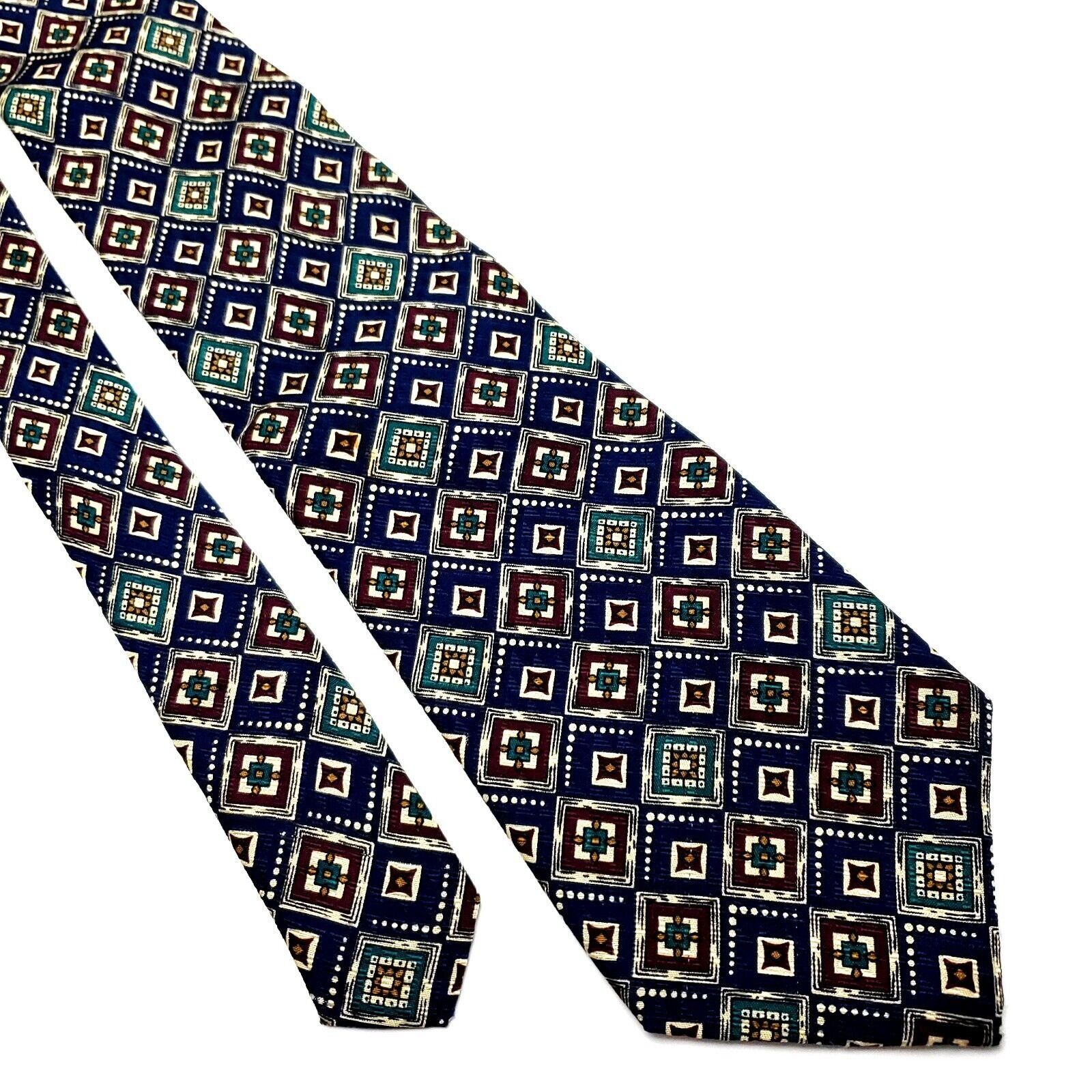 Vintage Preswick Moore Silk Tie Print Blue Geometric Short Wide Size ONE SIZE - 1 Thumbnail