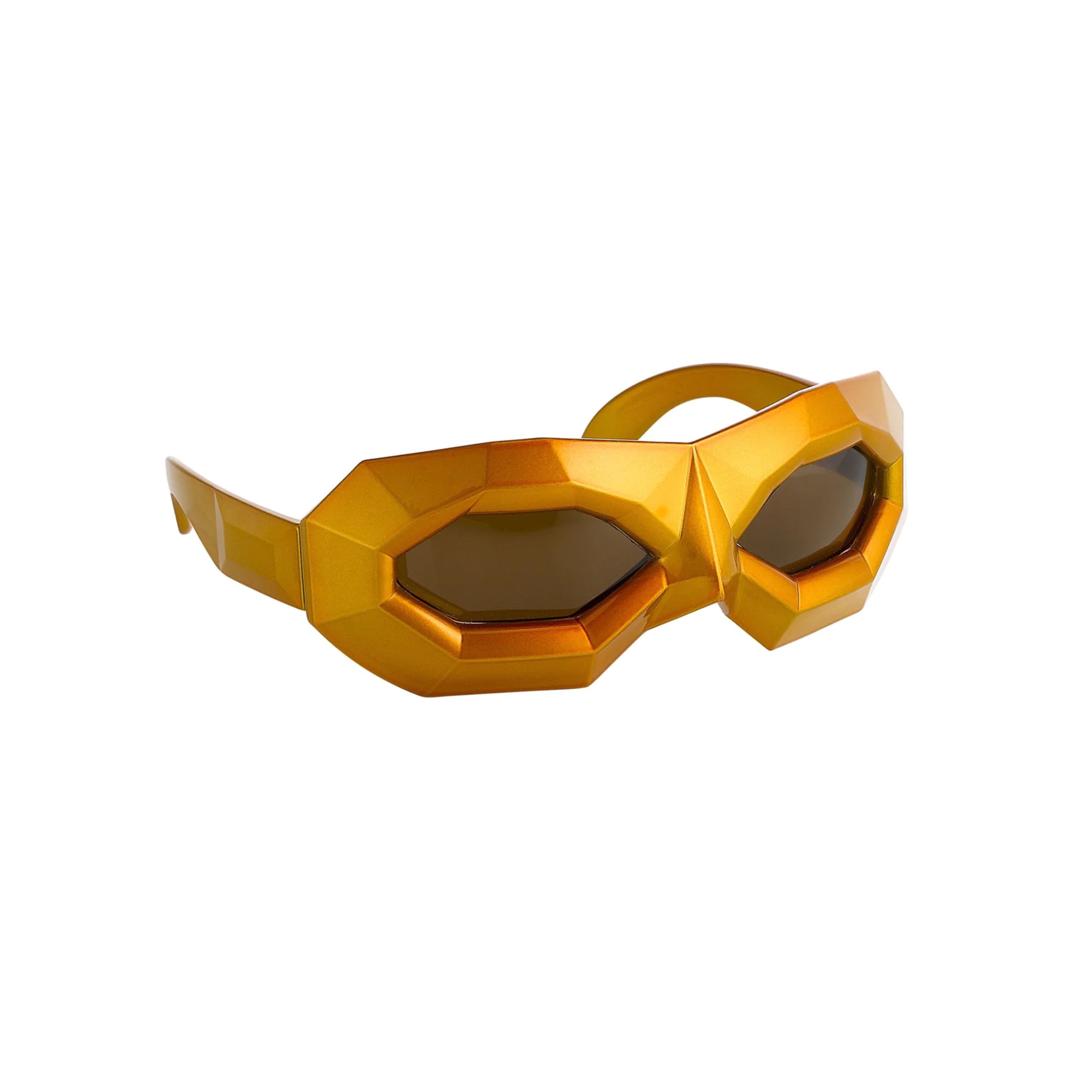 Vintage × Walter Van Beirendonck Walter Van Beirendonck Sunglasses Shiny Gold and Brown Size ONE SIZE - 1 Thumbnail