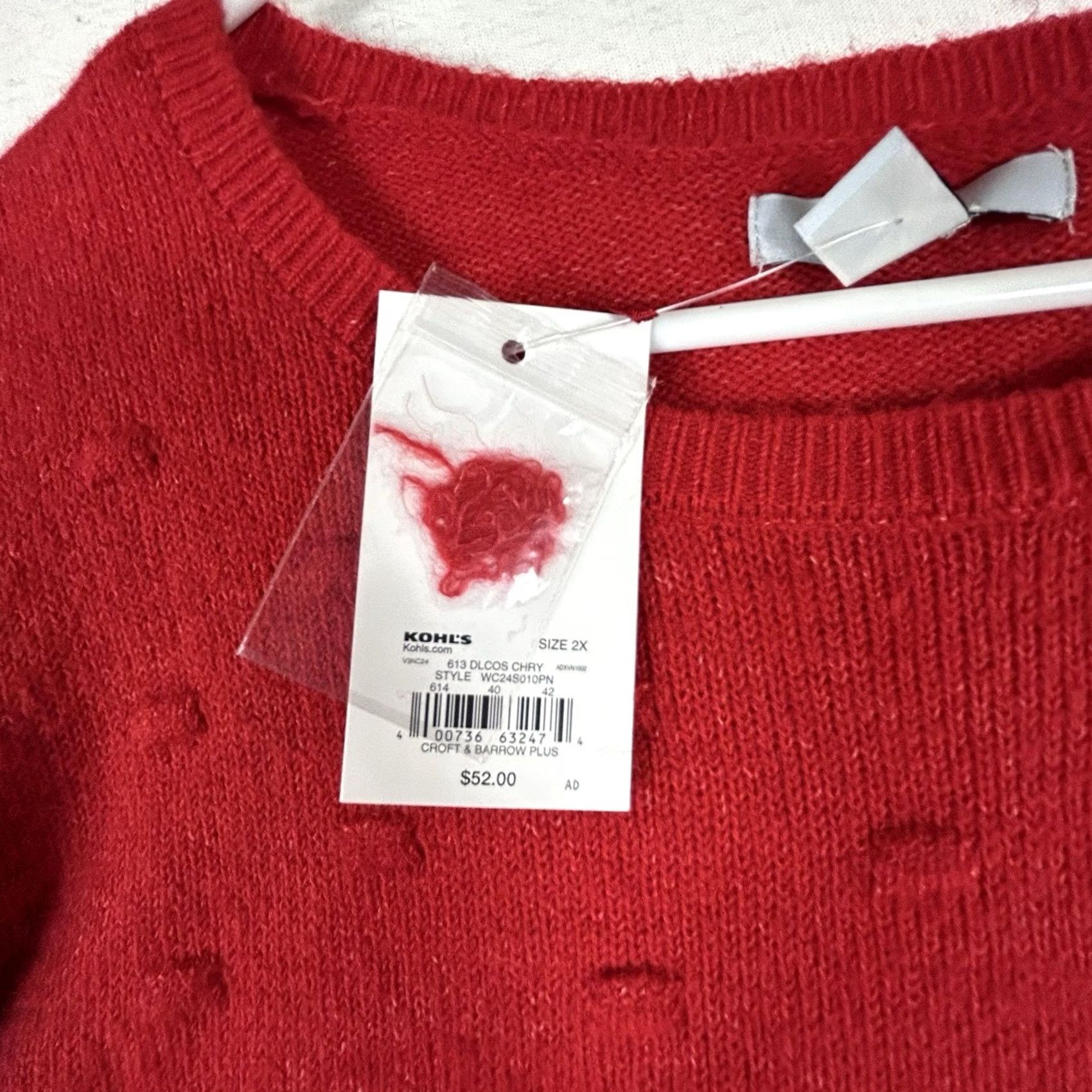 Croft & Barrow Croft & Barrow Crew Neck Sweater Womens 2X Red NWT Plus Size Casual Pullover Knit Lightweight Stretch Long Sleeve Vintage: No Size XXL / US 16-18 / IT 52-54 - 3 Thumbnail