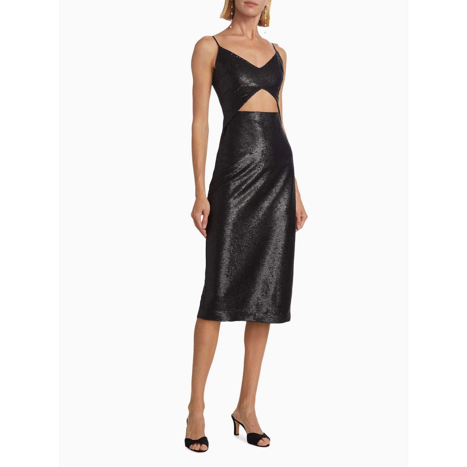L'AGENCE L'AGENCE Femme Sequined Midi-Dress Black Bodycon Sz 12 Size XL / US 12-14 / IT 48-50 - 2 Thumbnail