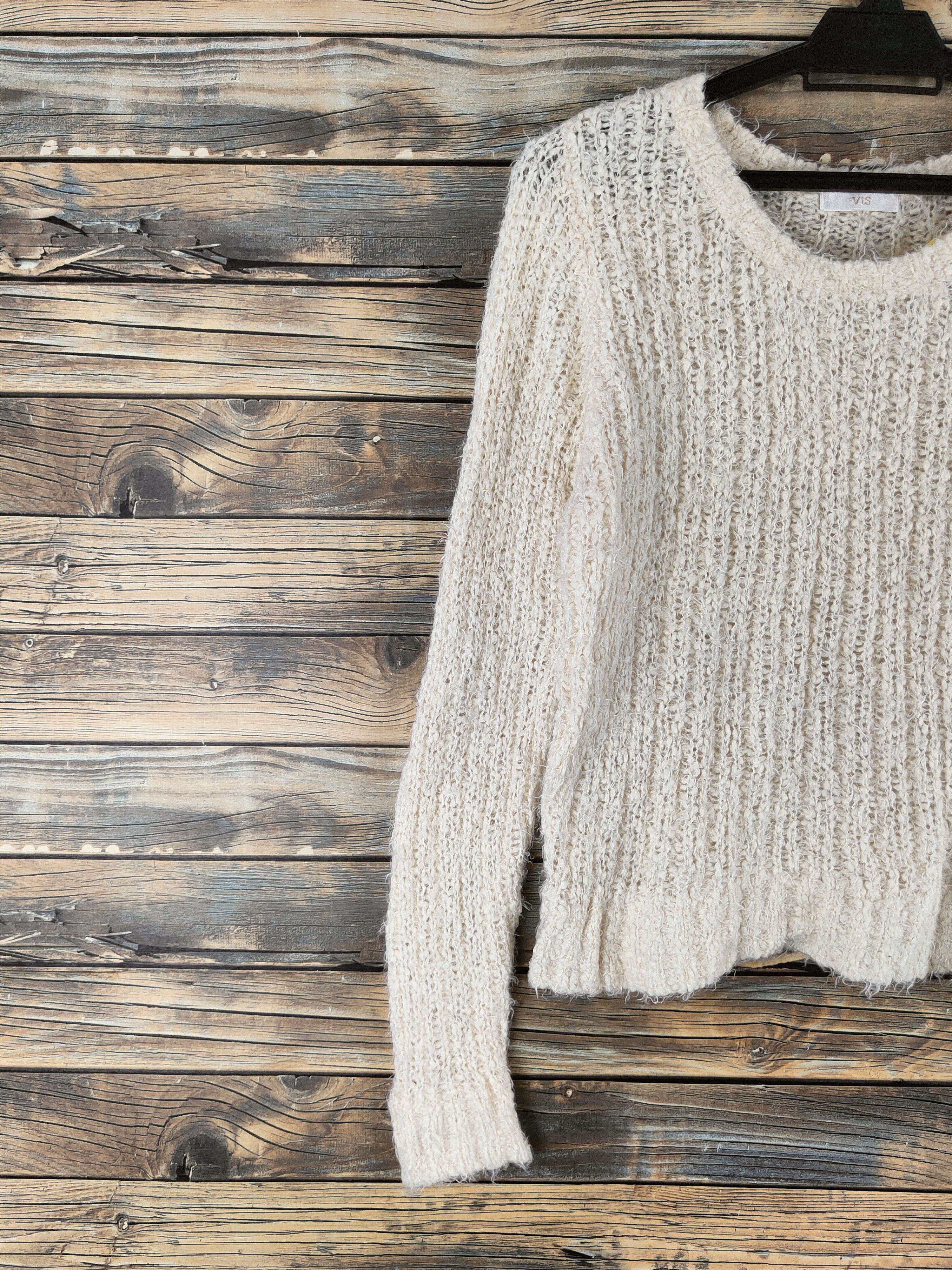 Japanese Brand DL Vis Cream Fur Mohair Knitwear #46-539 Size S / US 4 / IT 40 - 3 Thumbnail