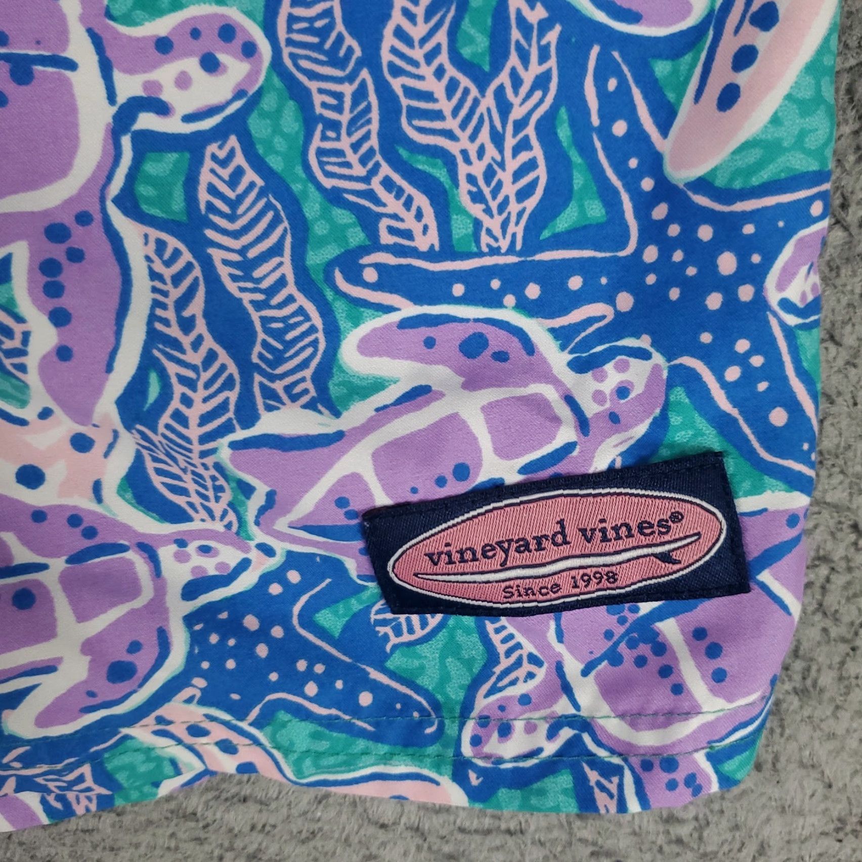 Vineyard Vines Vineyard Vines Shorts Mens 2XL Purple Blue Sea Turtles Beach Board Swim Trunks Size US 39 - 3 Thumbnail