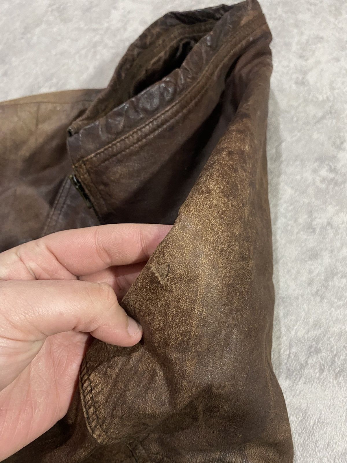 Le Grande Bleu (L.G.B.) Vintage Distressed Leather Jacket LGB If Six Was Nine Style Size M / US 6-8 / IT 42-44 - 9 Thumbnail