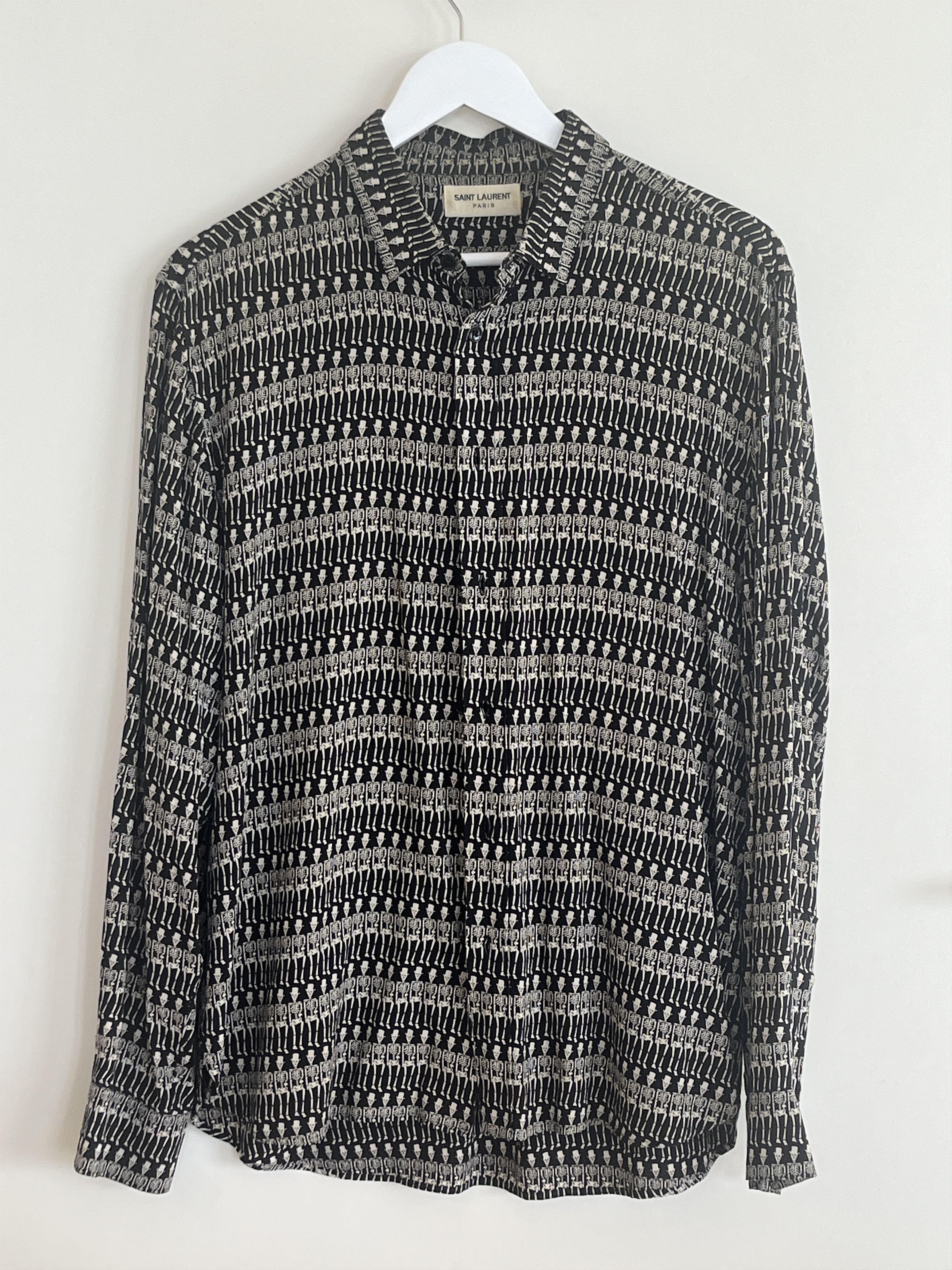 Saint Laurent Paris FW16 skeleton black shirt Size US M / EU 48-50 / 2 - 1 Thumbnail