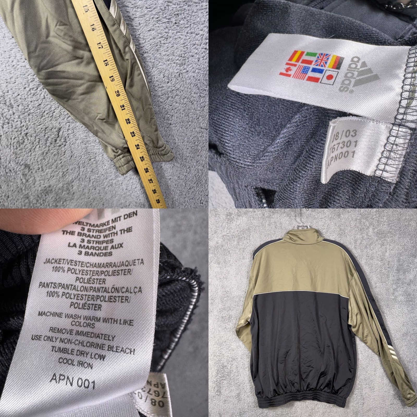 Adidas VINTAGE Adidas Track Suit Mens L Jacket Pants Set Y2K Military Green Hip Hop Size 42R - 8 Thumbnail