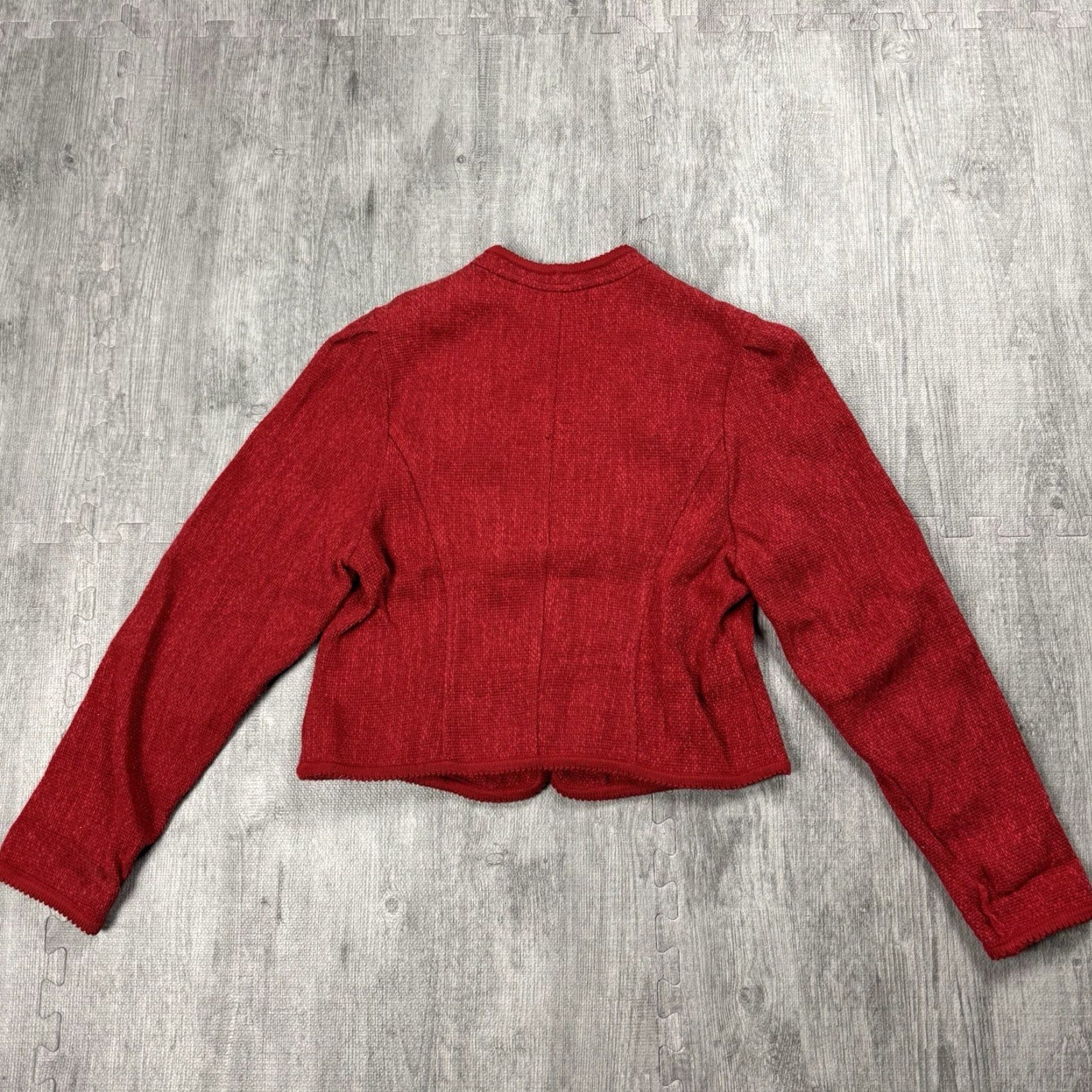 Vintage Vintage Geiger Austrian Women's Linen Blend Textured 3-Button Single-Breasted Blazer, Red, Size 40, Formal Casual Outdoor Equestrian Size S / US 4 / IT 40 - 6 Thumbnail