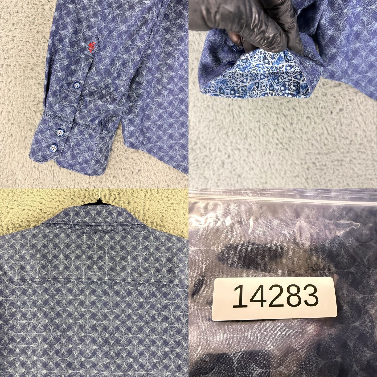 Robert Graham Robert Graham Button-Down Shirt Mens 3XL Blue Geometric Classic Fit Long Sleeve Color: Blue Pattern: Geometric Size US XXL / EU 58 / 5 - 9 Thumbnail