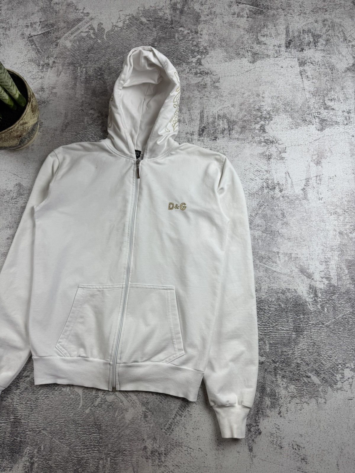 Vintage Dolce Gabbana Women’s XL Vintage D&G 90s White Y2K Zip Hoodie Pullover Size XL / US 12-14 / IT 48-50 - 11 Thumbnail