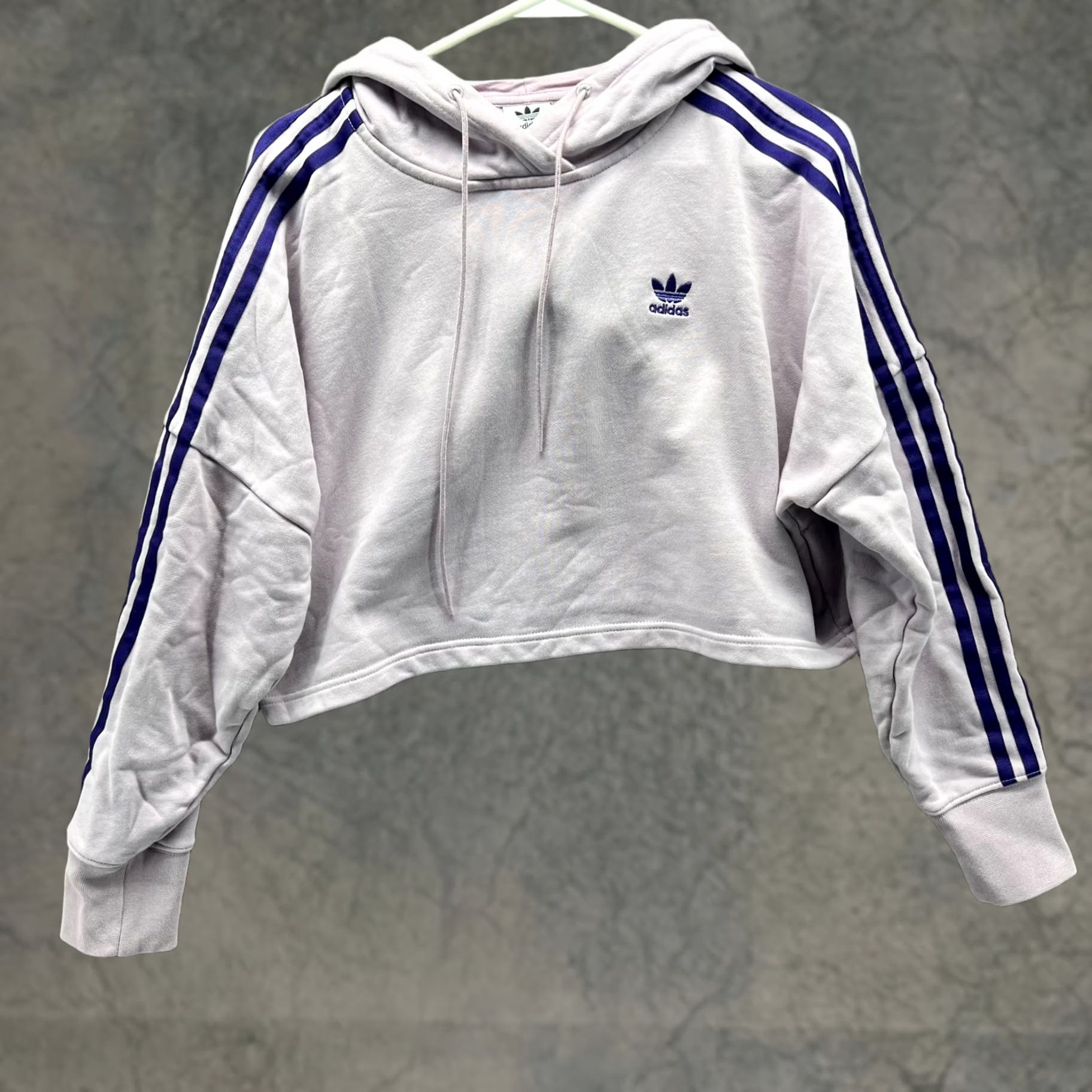 Adidas VINTAGE Adidas Hoodie Womens XS Purple Cropped Originals Trefoil 3 Stripes Jacket Size XS / US 0-2 / IT 36-38 - 1 Thumbnail