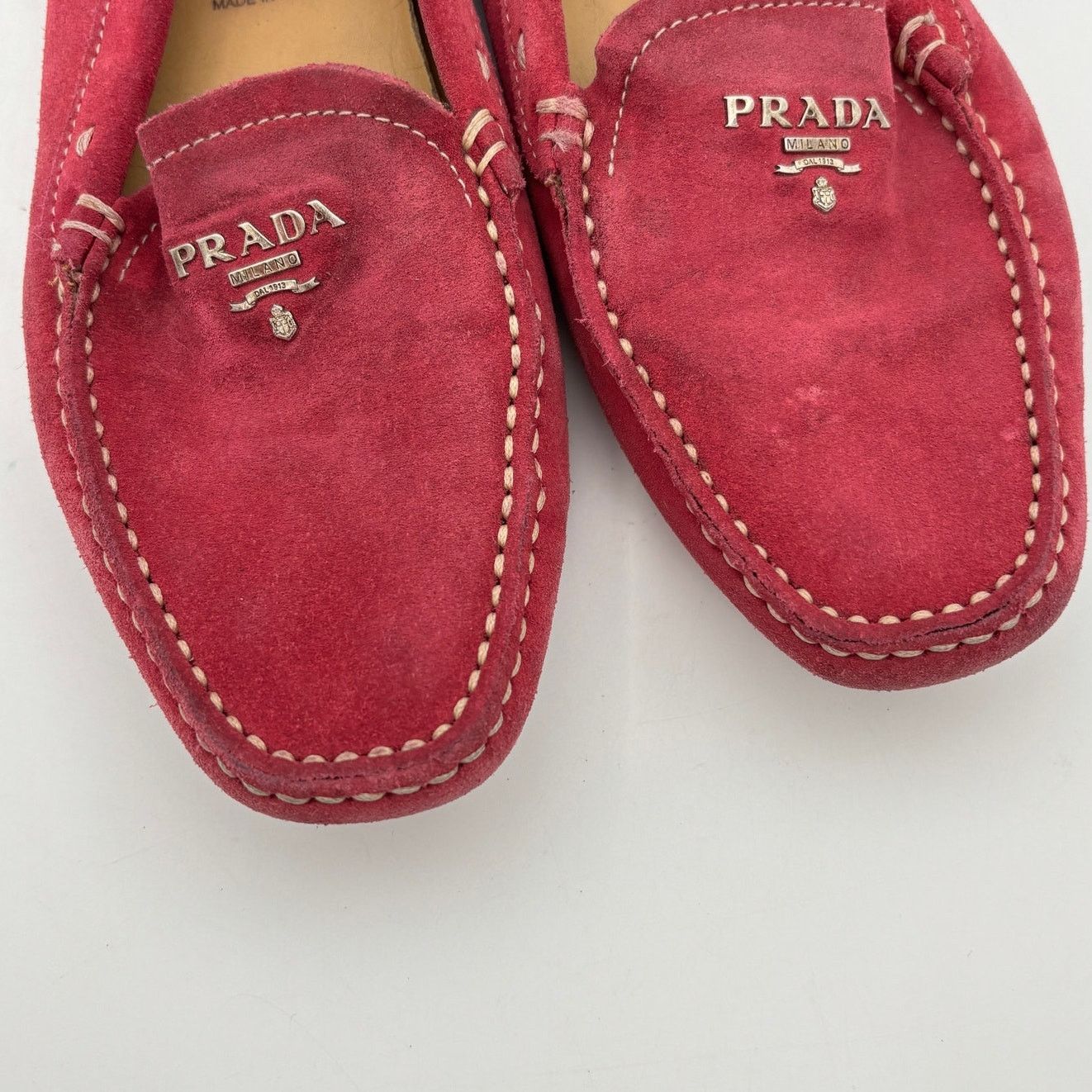 Prada Prada Fuschia Suede Driving Loafers Moccasins Women's 35.5 Size US 5.5 / IT 35.5 - 11 Thumbnail