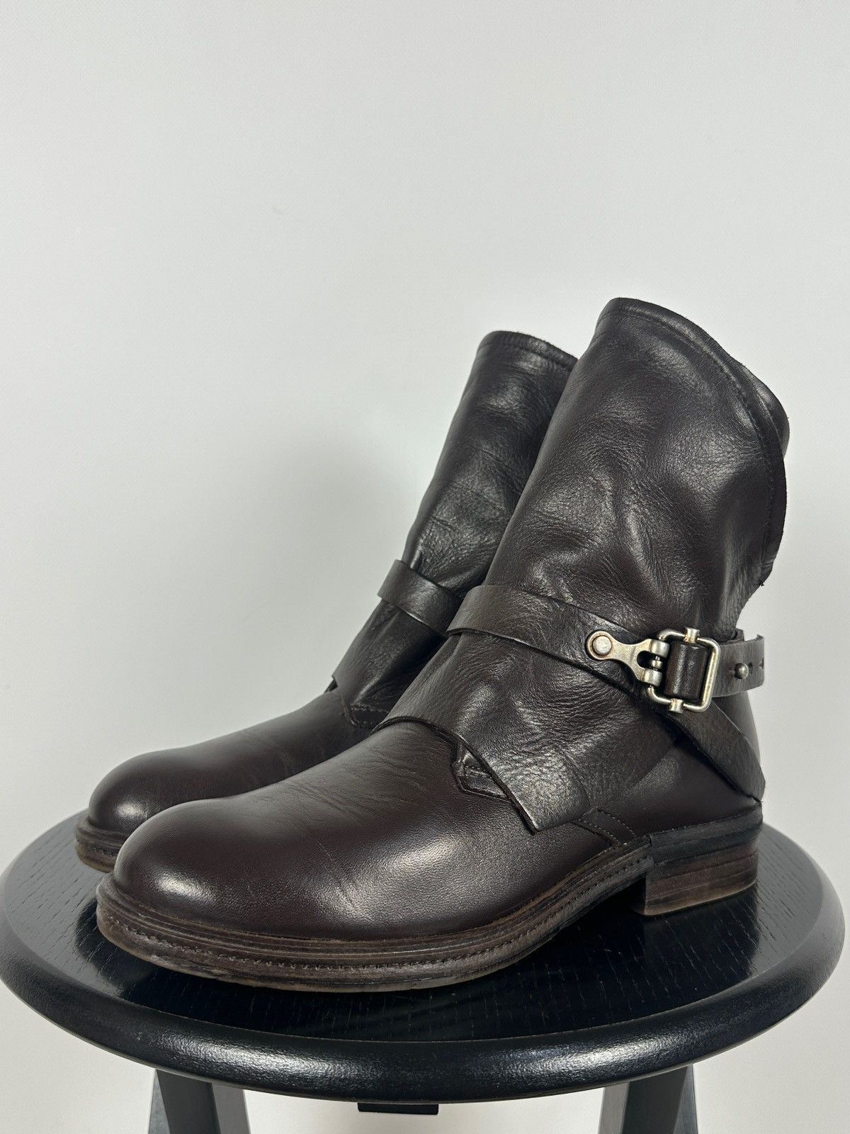 A.S.98 A.S.98. Airstep Brown Leather Biker Buckle Strap Ankle Boots Size US 8 / IT 38 - 12 Thumbnail