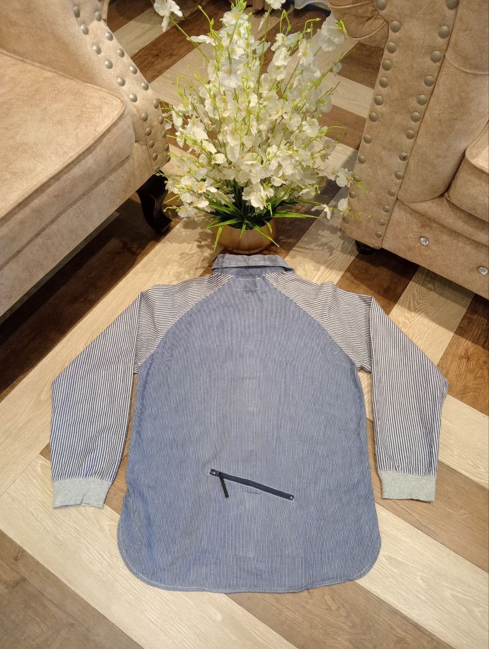 go slow caravan GO SLOW CARAVAN MOUNTAIN MANIA HICKORY DENIM SHIRT - SIZE L Size US L / EU 52-54 / 3 - 10 Thumbnail