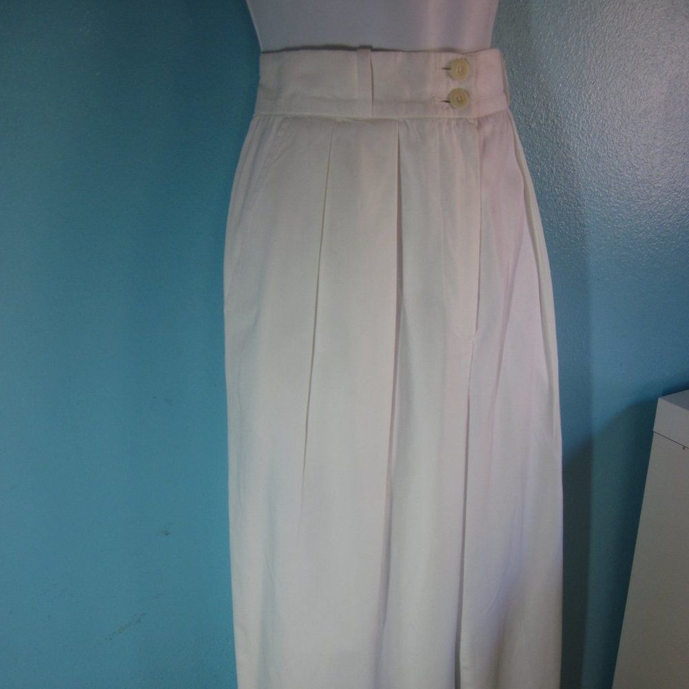 Jaeger Jaeger Vintage Pleated High Waist White Cotton Pant About Si Size 28" / US 6 / IT 42 - 4 Thumbnail