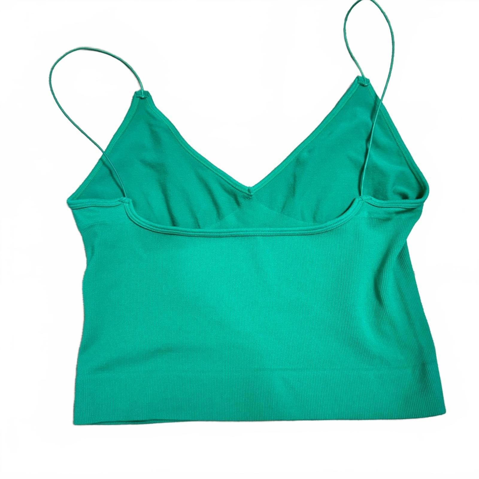 Free People NWT Free People Green Ribbed V-Neck Bra Crop Top- Size M/L Size M / US 6-8 / IT 42-44 - 4 Thumbnail