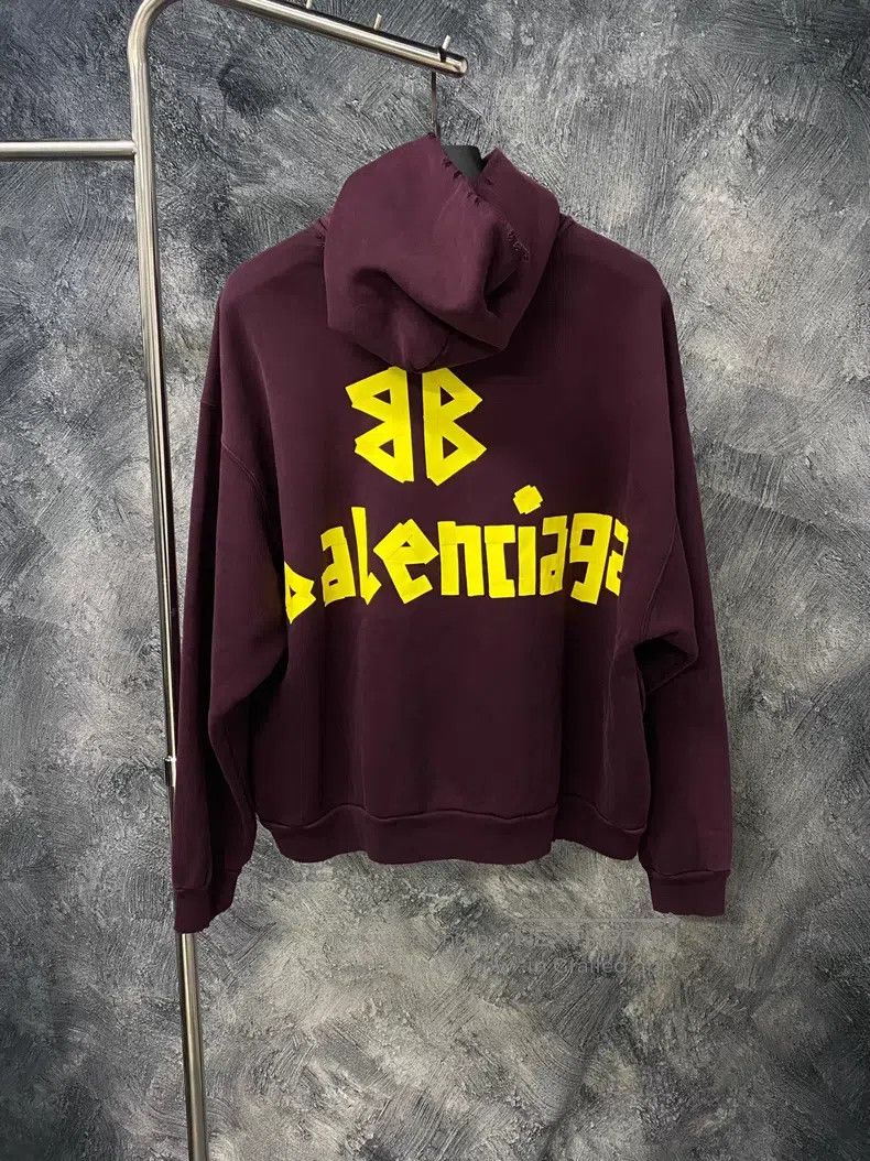 Balenciaga Balenciaga Hooded Pullover Letter Logo Loose Long Sleeve Size US S / EU 44-46 / 1 - 1 Thumbnail