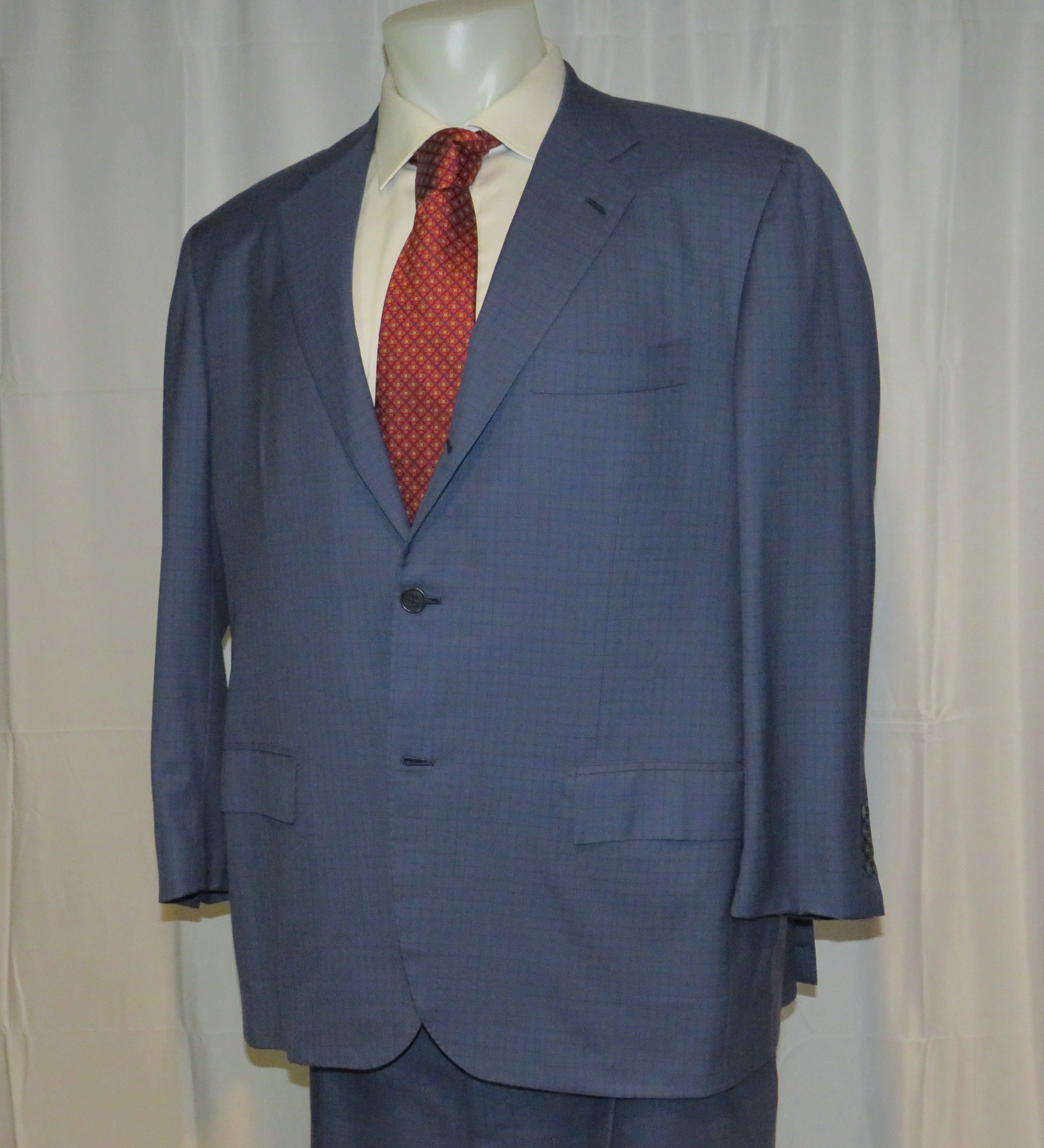 Kiton 14 Micron Mod Ego Blue Plaid Three Roll Two Suit 48R Size 48R - 8 Thumbnail