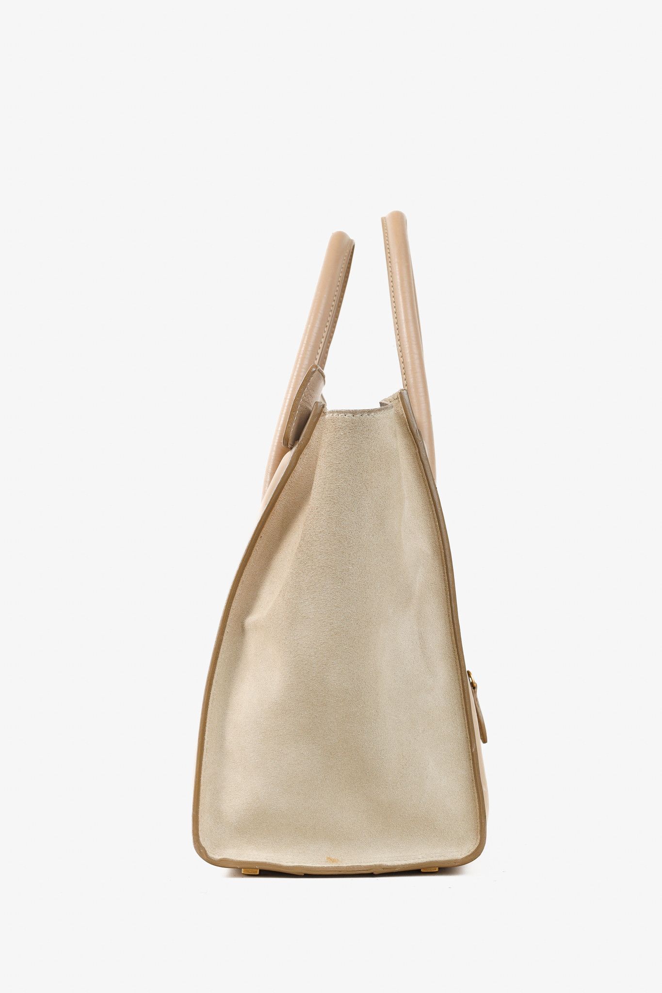 Celine Celine Mini Luggage Beige Top Handle Leather & Suede Bag Size ONE SIZE - 3 Thumbnail