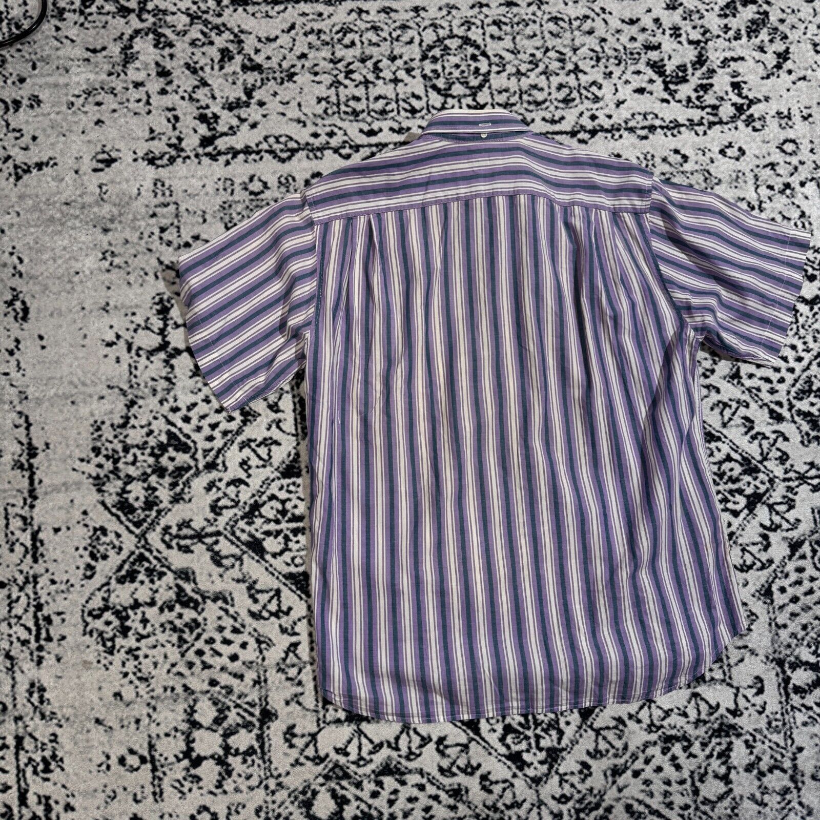 Vintage Vintage Rodier Unisex Purple White Cotton Shirt Size L Short Size US L / EU 52-54 / 3 - 8 Thumbnail