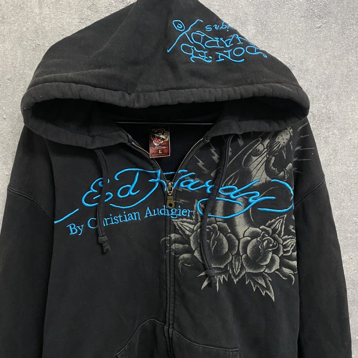 Ed Hardy Vintage Ed Hardy Zip Hoodie All Print By Christian Audigier Size US L / EU 52-54 / 3 - 5 Thumbnail