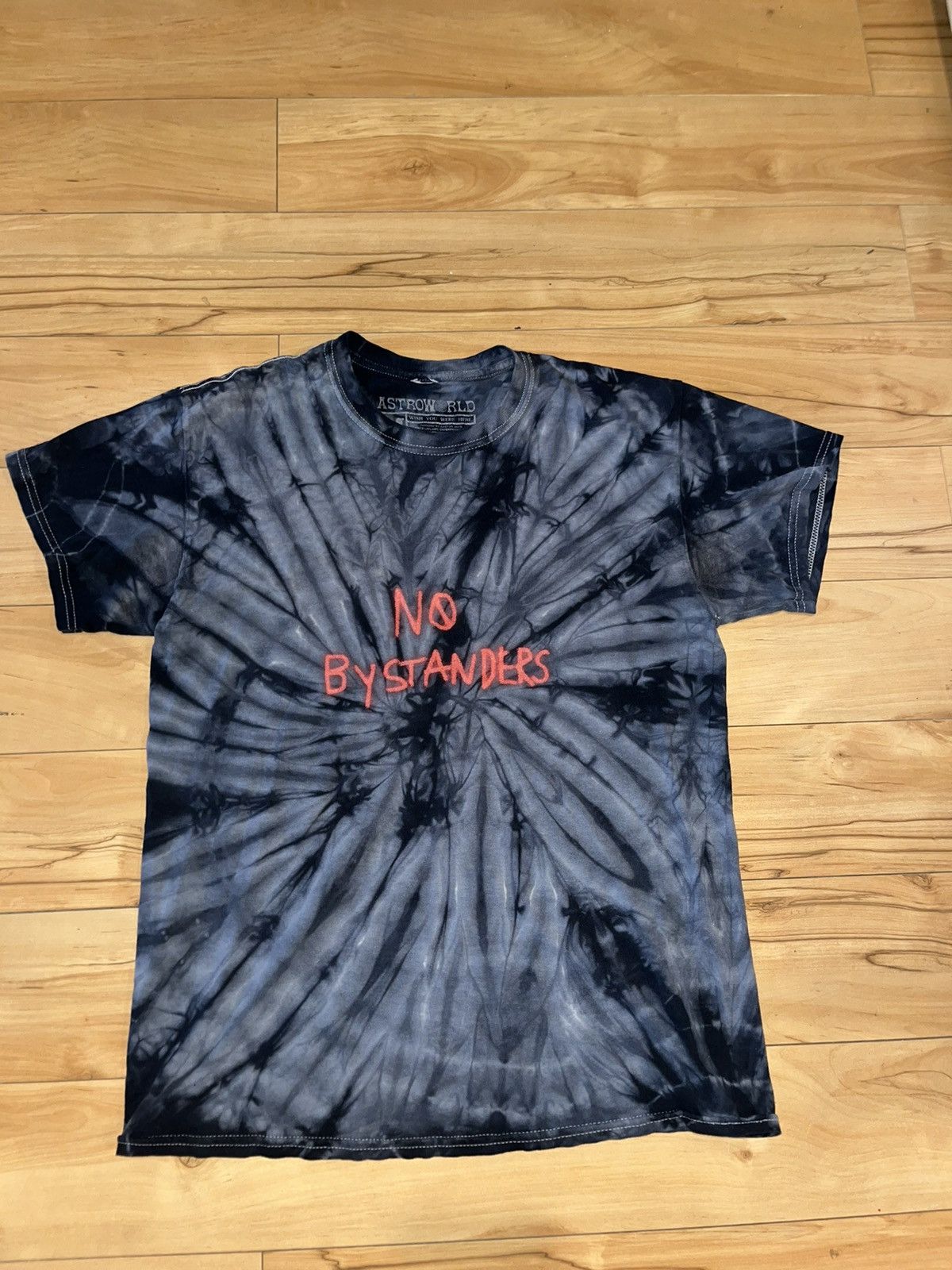 image of No Bystanders Travis Scott Wish You Were Here T-Shirt in Black Tie Dye, Men's (Size Medium)