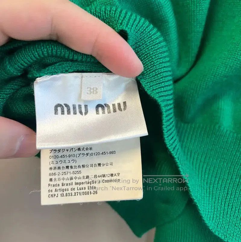 Miu Miu Miu Miu Green Cotton Short-Sleeve Sweater . Size M / US 6-8 / IT 42-44 - 5 Thumbnail