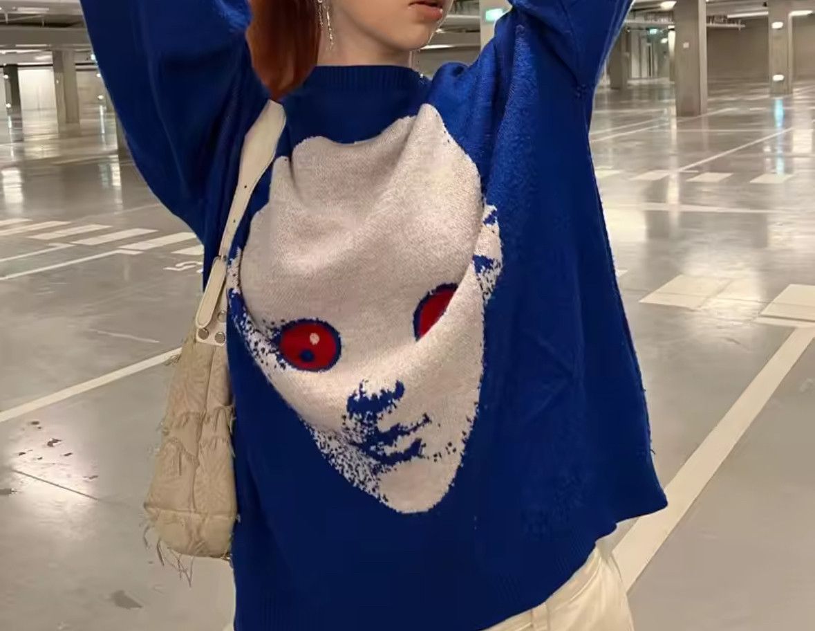 Other Gothic Y2K Anime Jacquard Pullover Knit Oversized Sweater Size US L / EU 52-54 / 3 - 2 Thumbnail