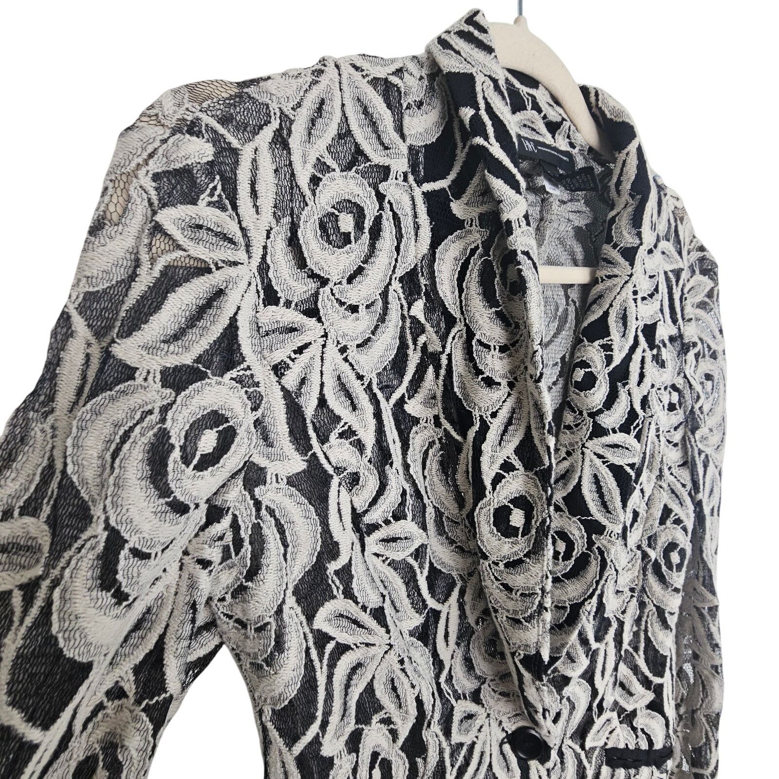 I.N.C NEW INC International Concepts Black Ivory Lace Blazer S Size S / US 4 / IT 40 - 5 Thumbnail