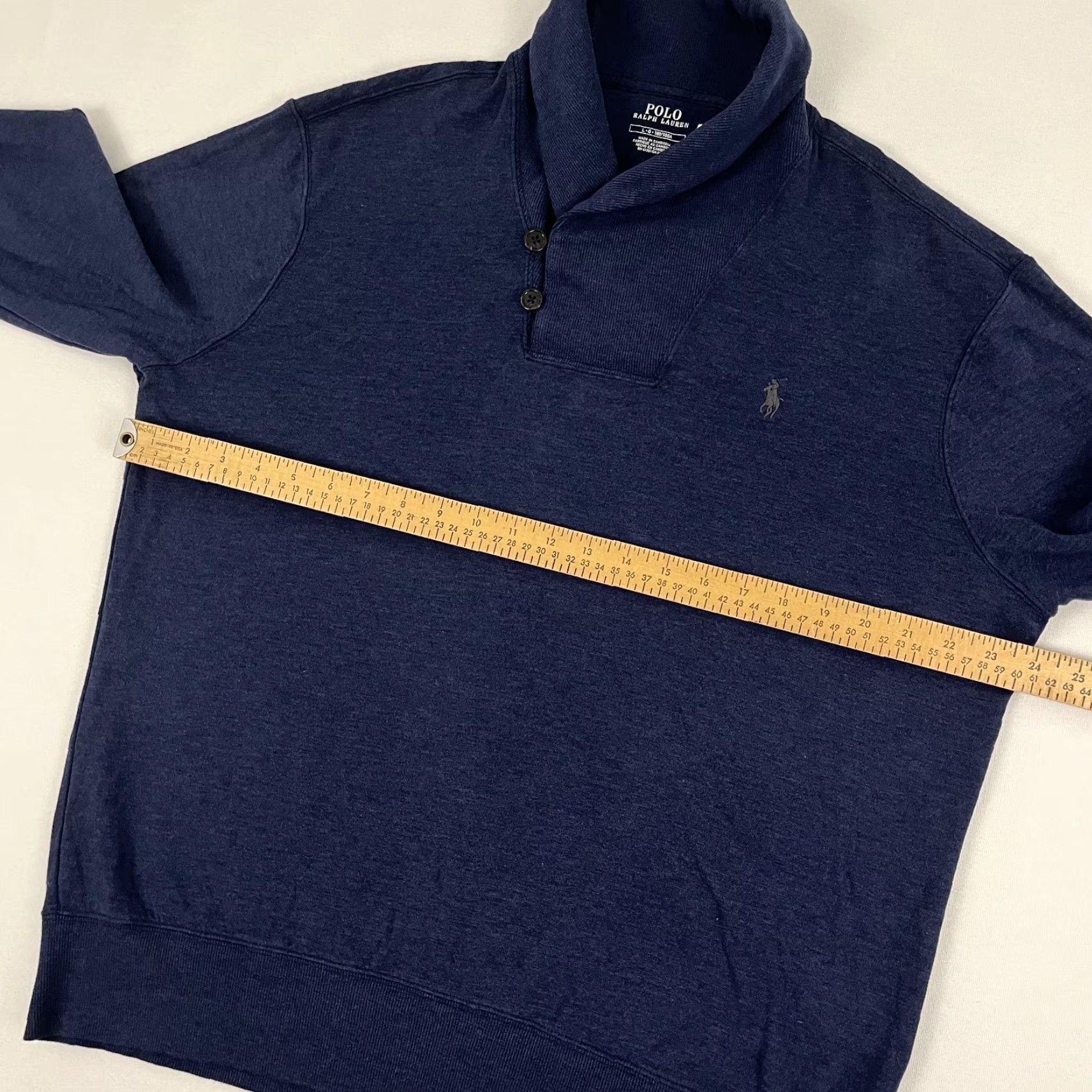Polo Ralph Lauren Polo Ralph Lauren Sweater Mens Large Heather Navy Blue Shawl Collar Pullover Size US L / EU 52-54 / 3 - 5 Thumbnail