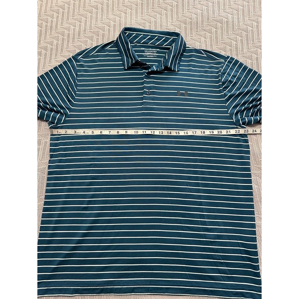 Under Armour Under Armour teal striped polo size XL Size US XL / EU 56 / 4 - 5 Thumbnail