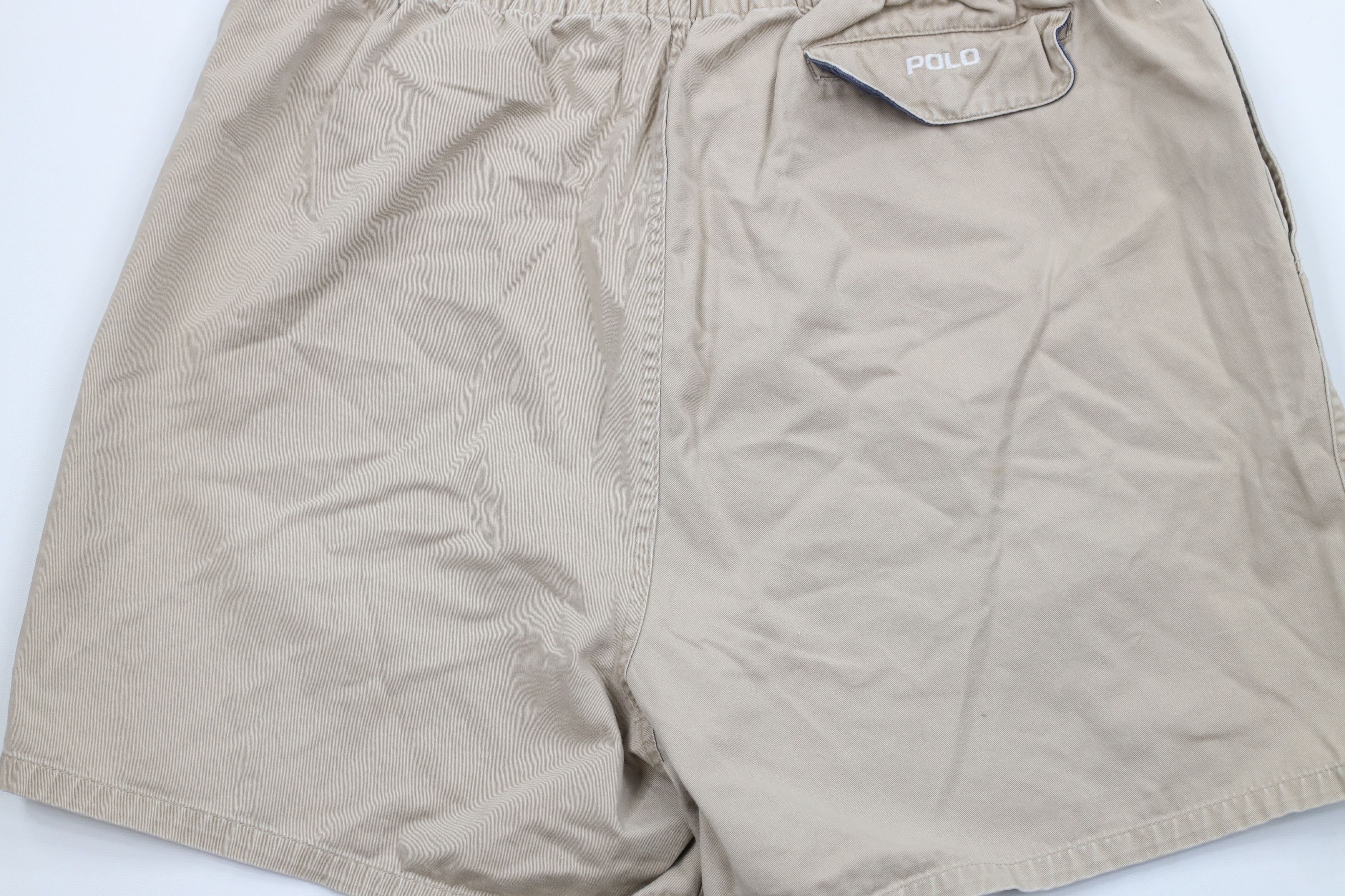 Ralph Lauren × Vintage Vintage 90s Ralph Lauren Spell Out Above Knee Shorts Beige Size US 38 / EU 54 - 14 Thumbnail