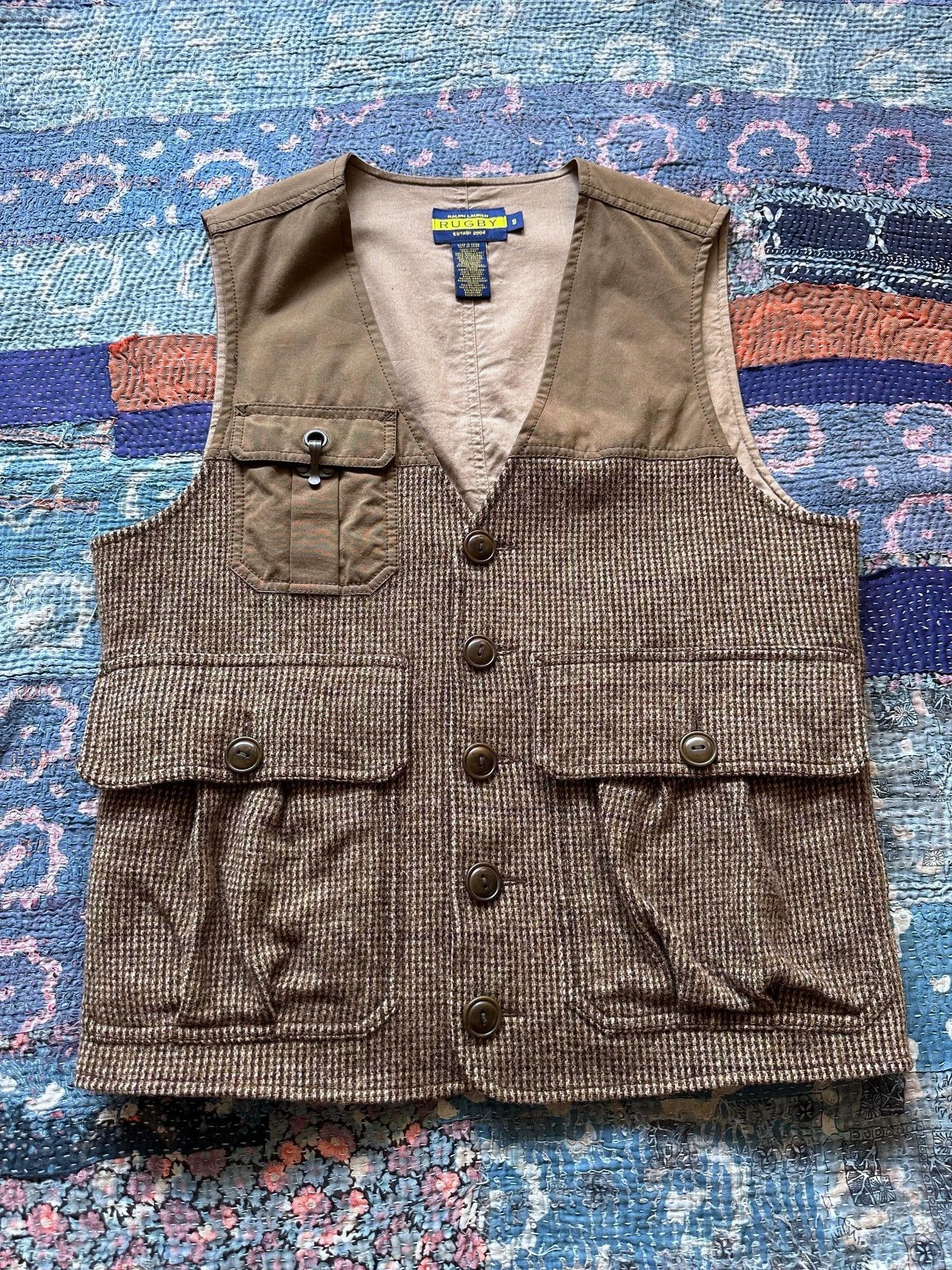 RRL Ralph Lauren Rugby RL RRL Waxed Wool Color Blocked Vest S Chest Buckle Size US S / EU 44-46 / 1 - 1 Thumbnail