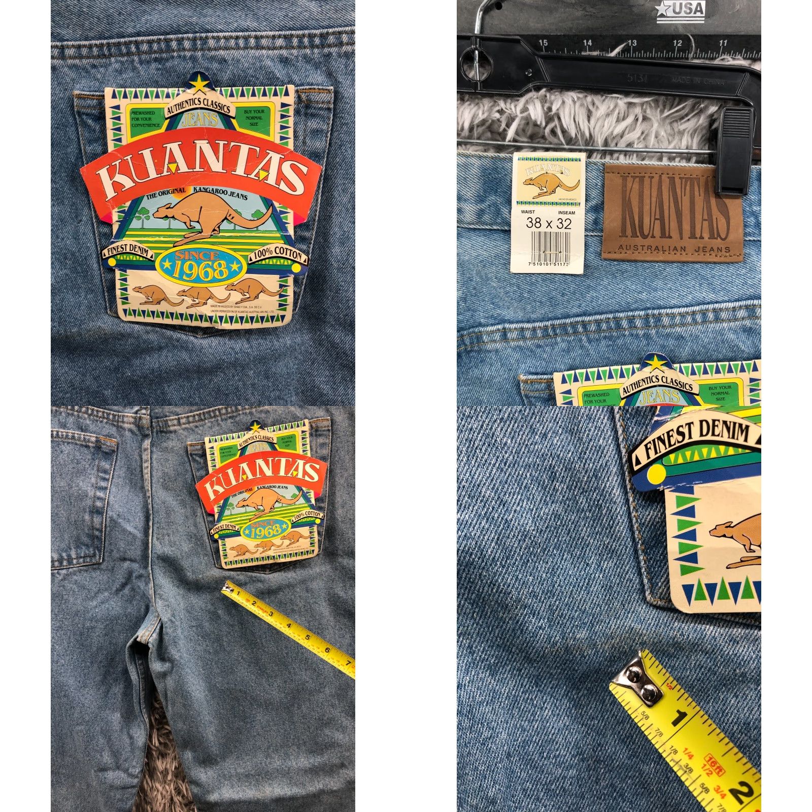 Denime Kuantas Jeans Size 38x32 Mens Mid Rise Straight Leg Light Wash Blue Denim Size US 38 / EU 54 - 8 Thumbnail