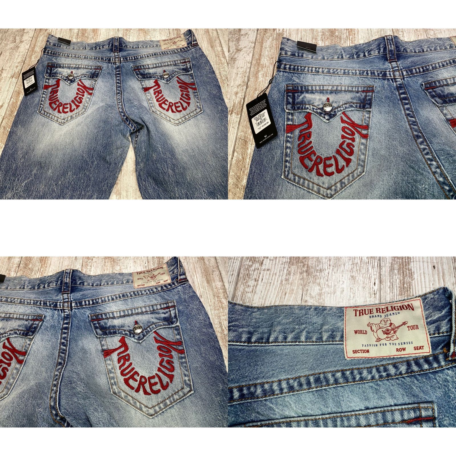 True Religion VINTAGE True Religion Jeans Mens 40x34 Blue Denim Ricky Relaxed Straight Flap Pockets Size US 40 / EU 56 - 9 Thumbnail