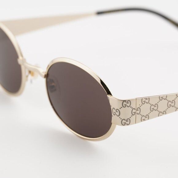 Gucci Gucci GG1854S 005 Sunglasses Shiny Gold with GG Pathern Oval Size ONE SIZE - 8 Thumbnail
