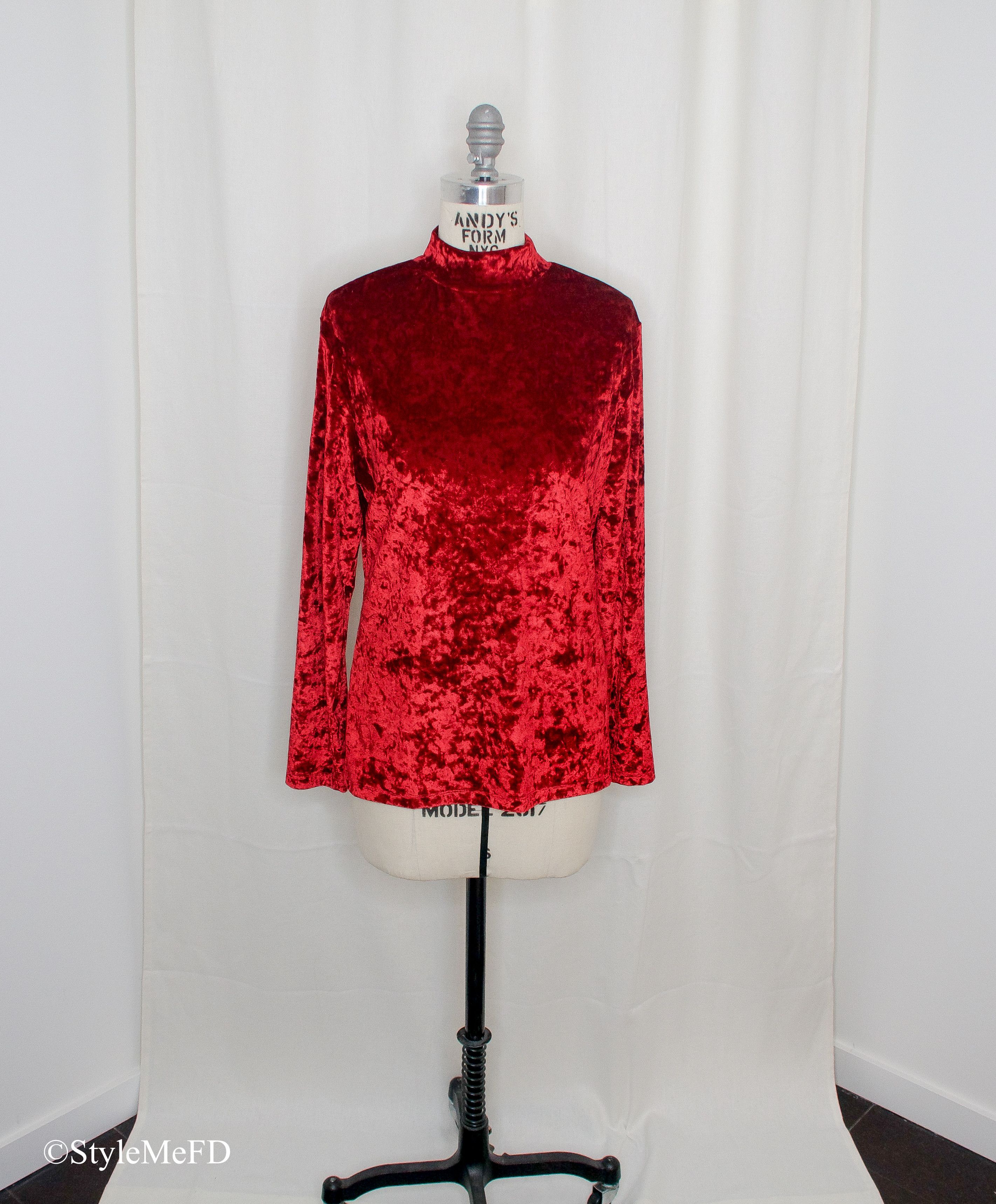 Image of Maison Margiela - Red Velvet Turtleneck - , Women's (Size 2XL)